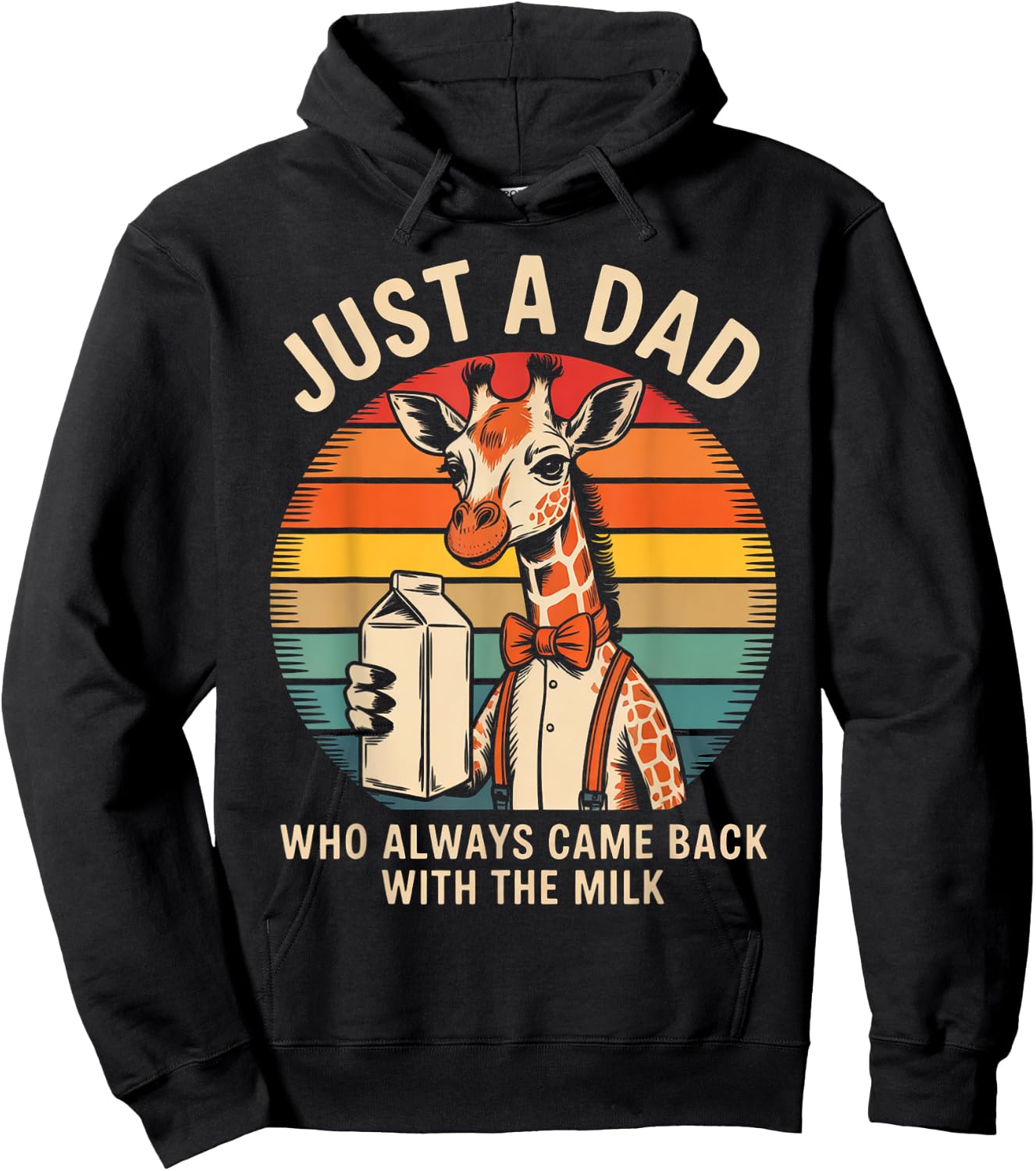 Just a Dad Who Came Back With the Milk Giraffe Design Hoodie - Hoodie | Black