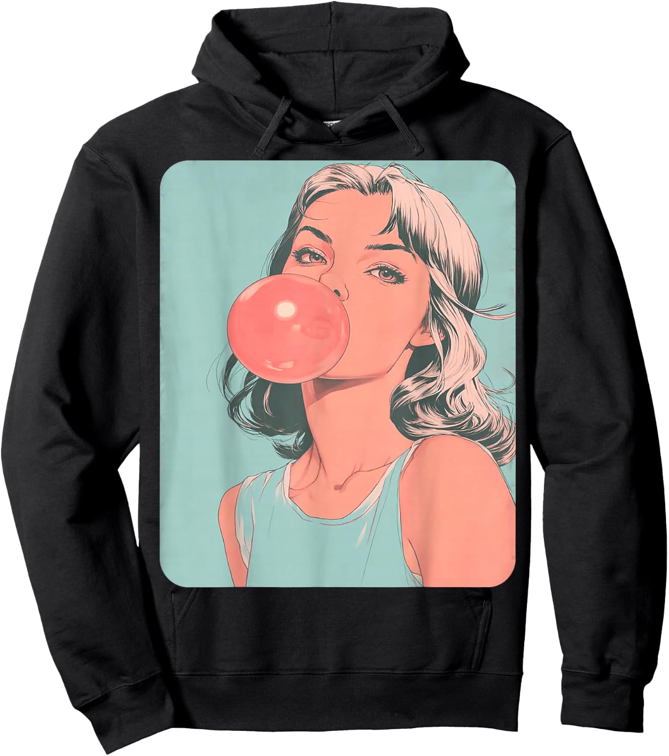 Cute Girl Pink Bubble Gum Anime Women's Female Hoodie - Hoodie | Black