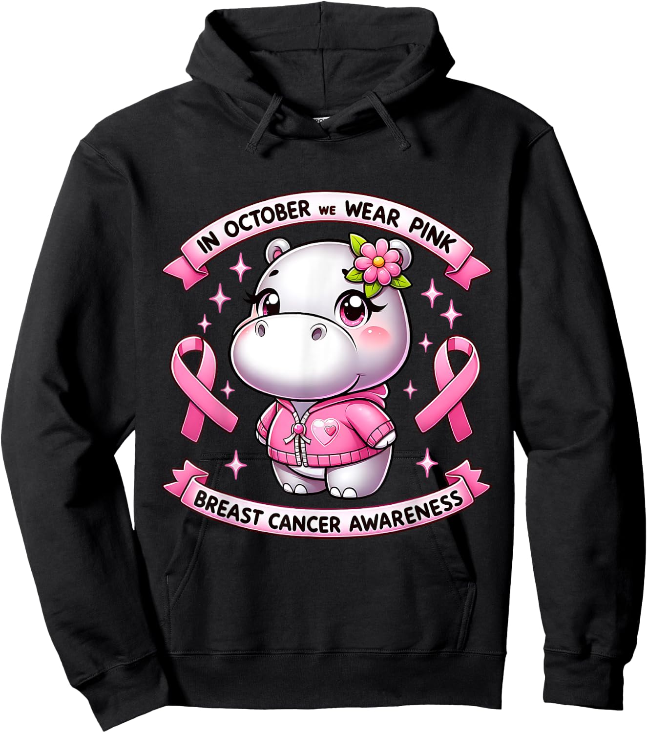 In October We Wear Pink Breast Cancer Awareness Month 2024 Hoodie - Hoodie | Black
