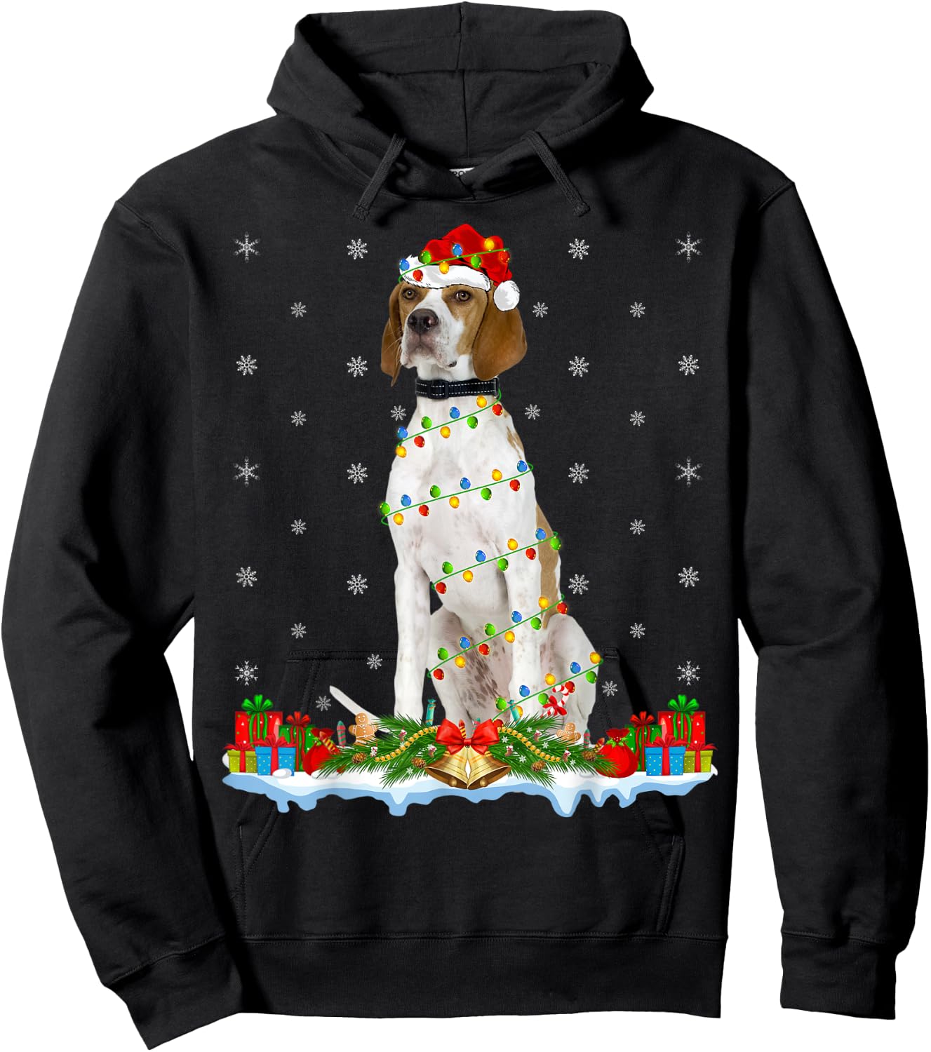 English Pointer Dog Xmas Lighting English Pointer Christmas Women Kids Hoodie - Hoodie | Black