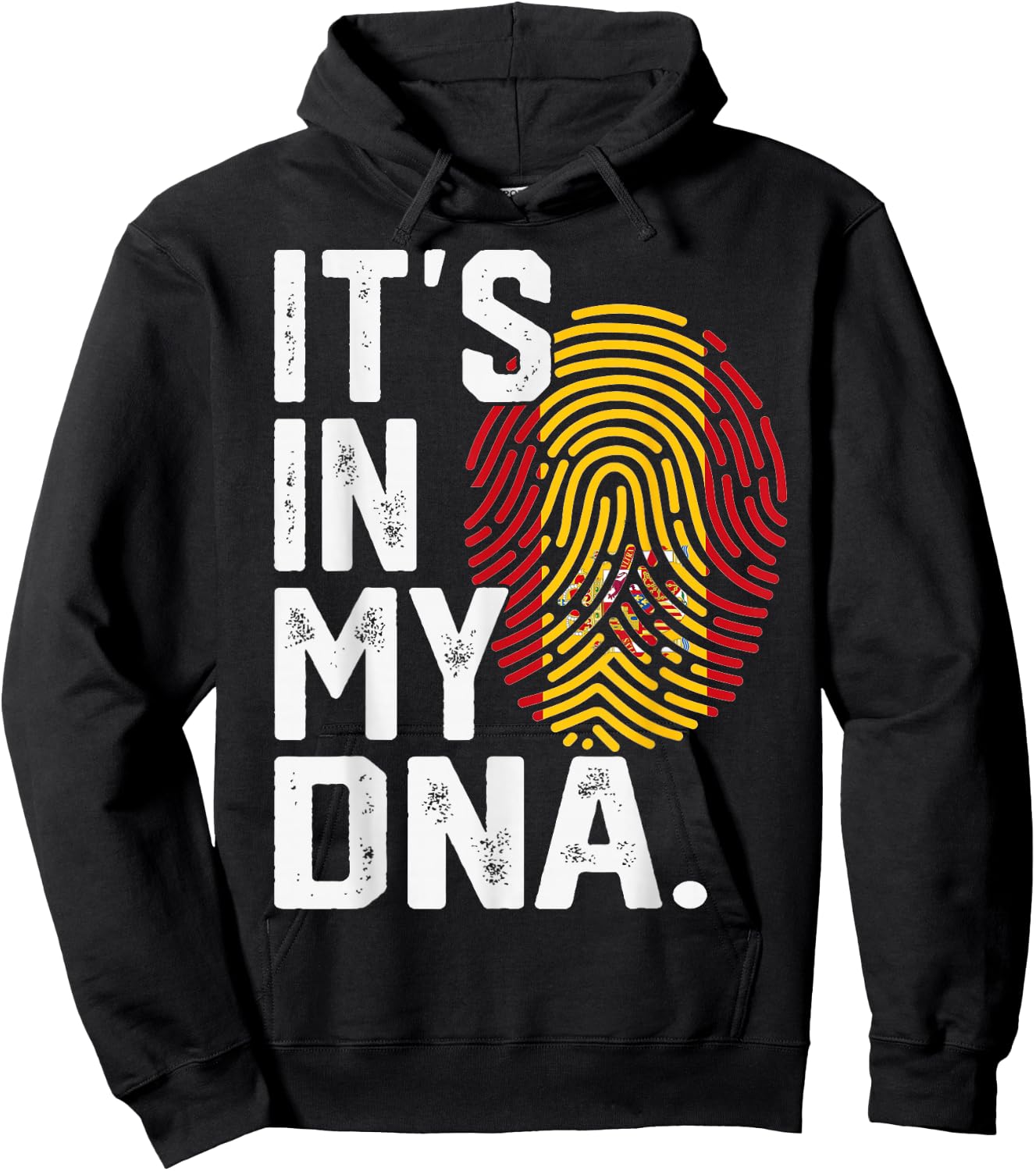 Spanien Roots Flagge Fingerabdruck Grafik Patriotisch Hoodie - Hoodie | Black