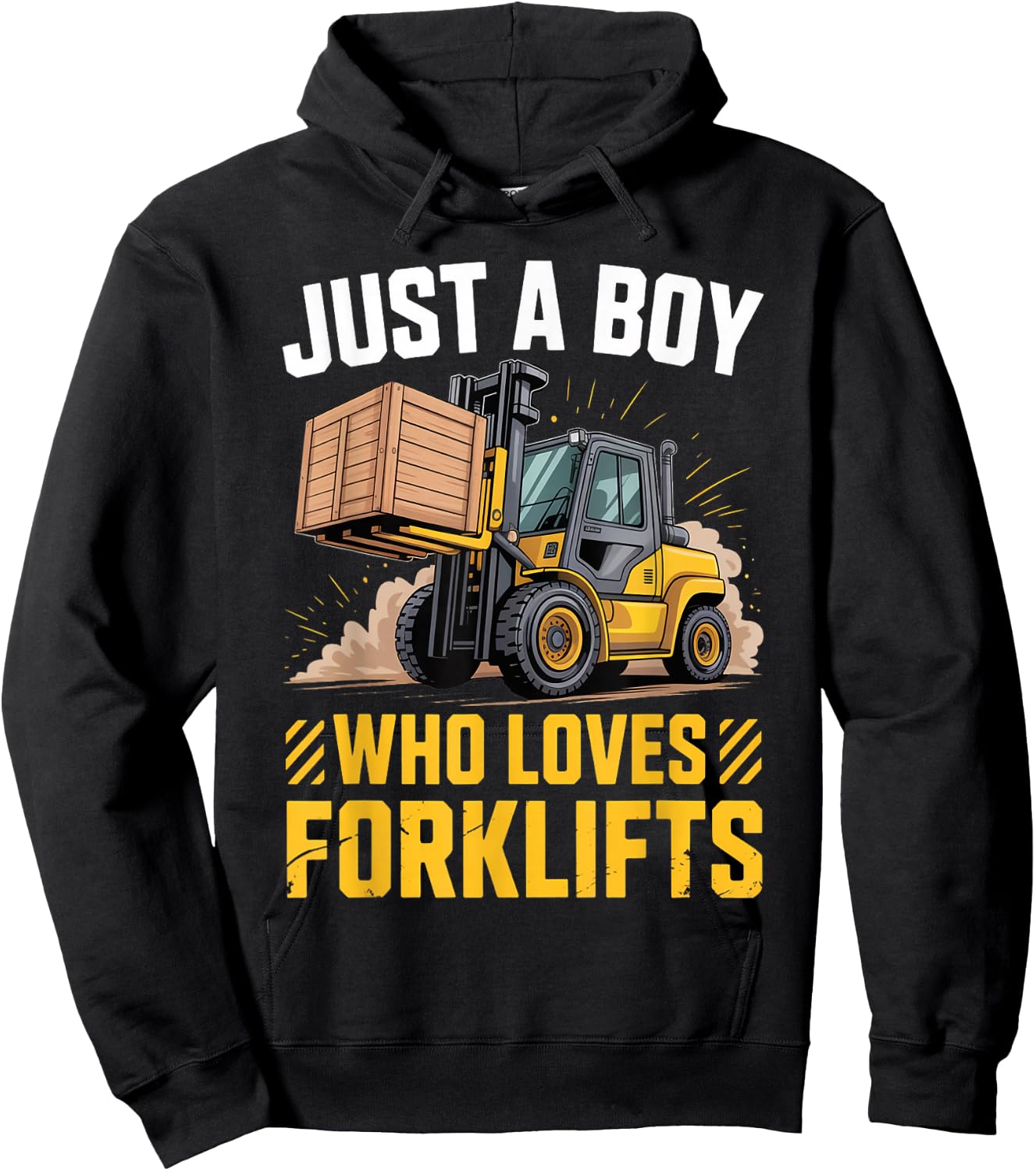 Just A Boy Who Loves Forklifts Construction Vehicle Hoodie - Hoodie | Black