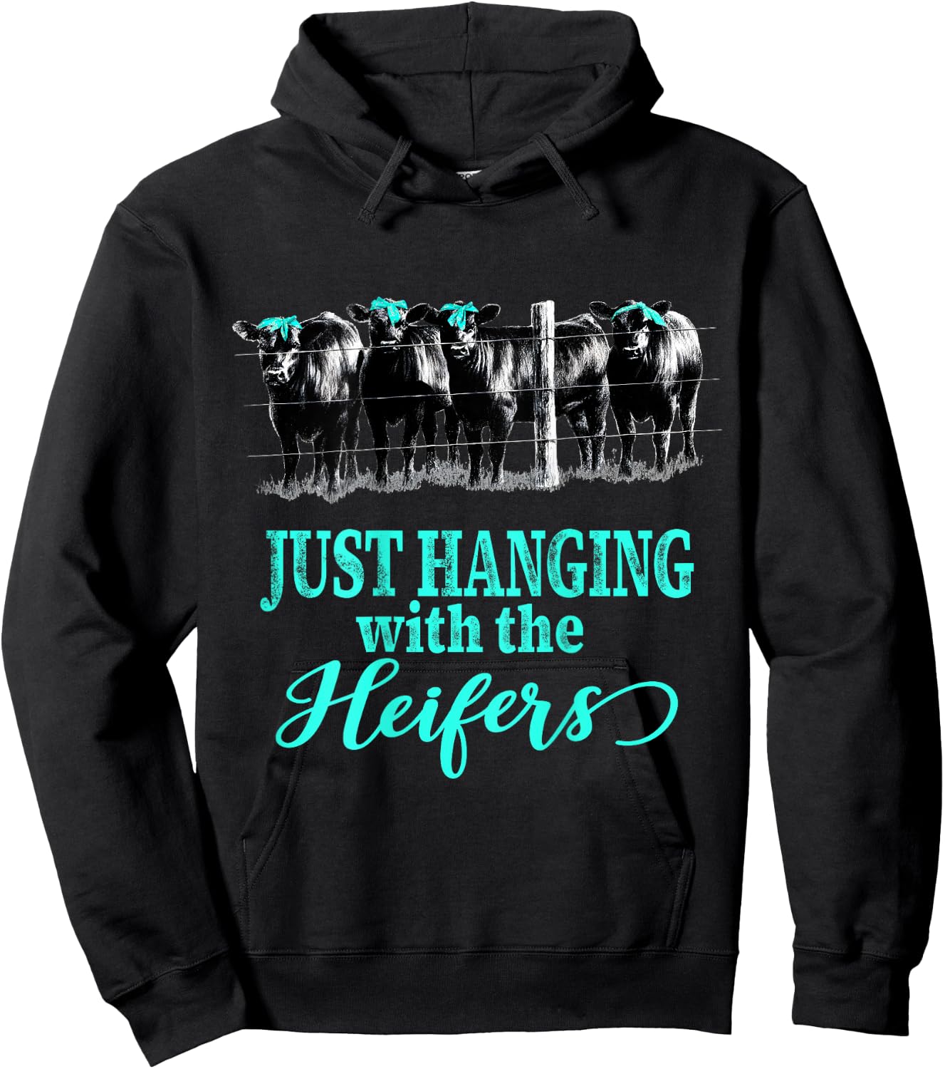 Just Hanging with the Heifers Cute Cows and Bandanas Hoodie - Hoodie | Black