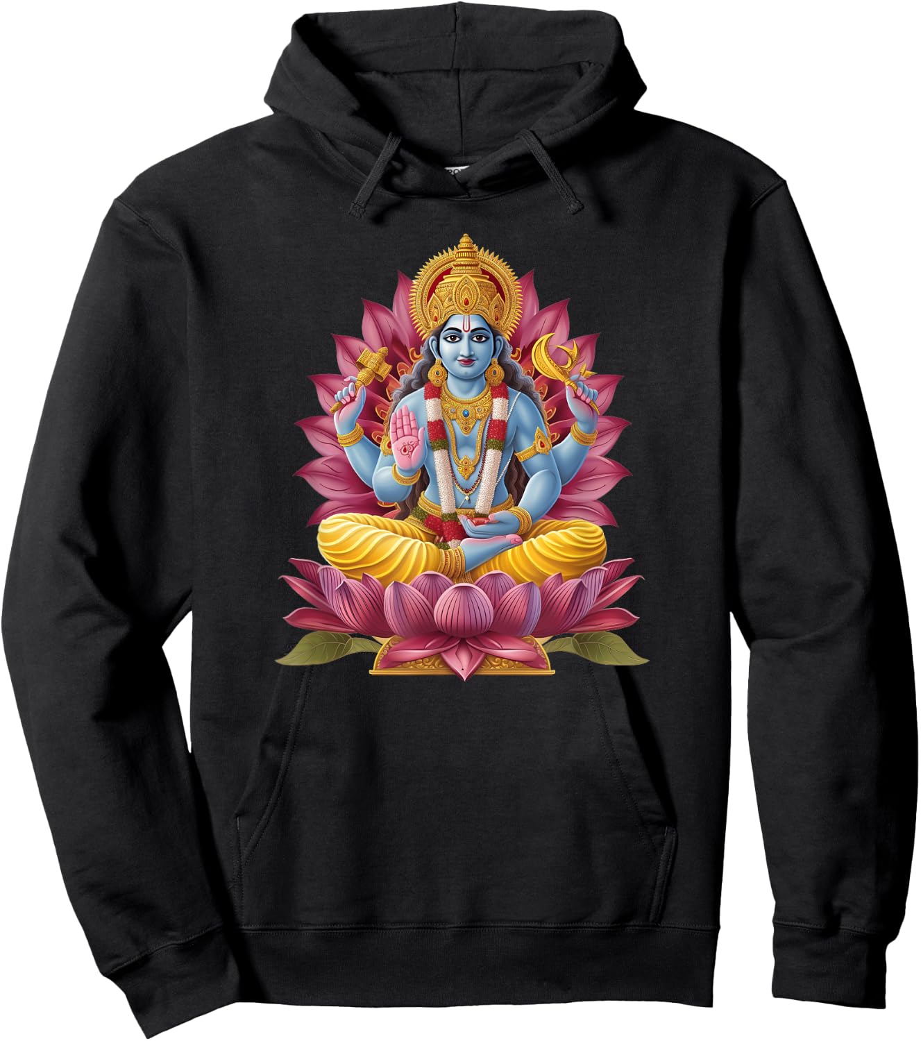 Hindu God Vishnu - Hinduism Symbol of Protection Vishnu Hoodie - Hoodie | Black