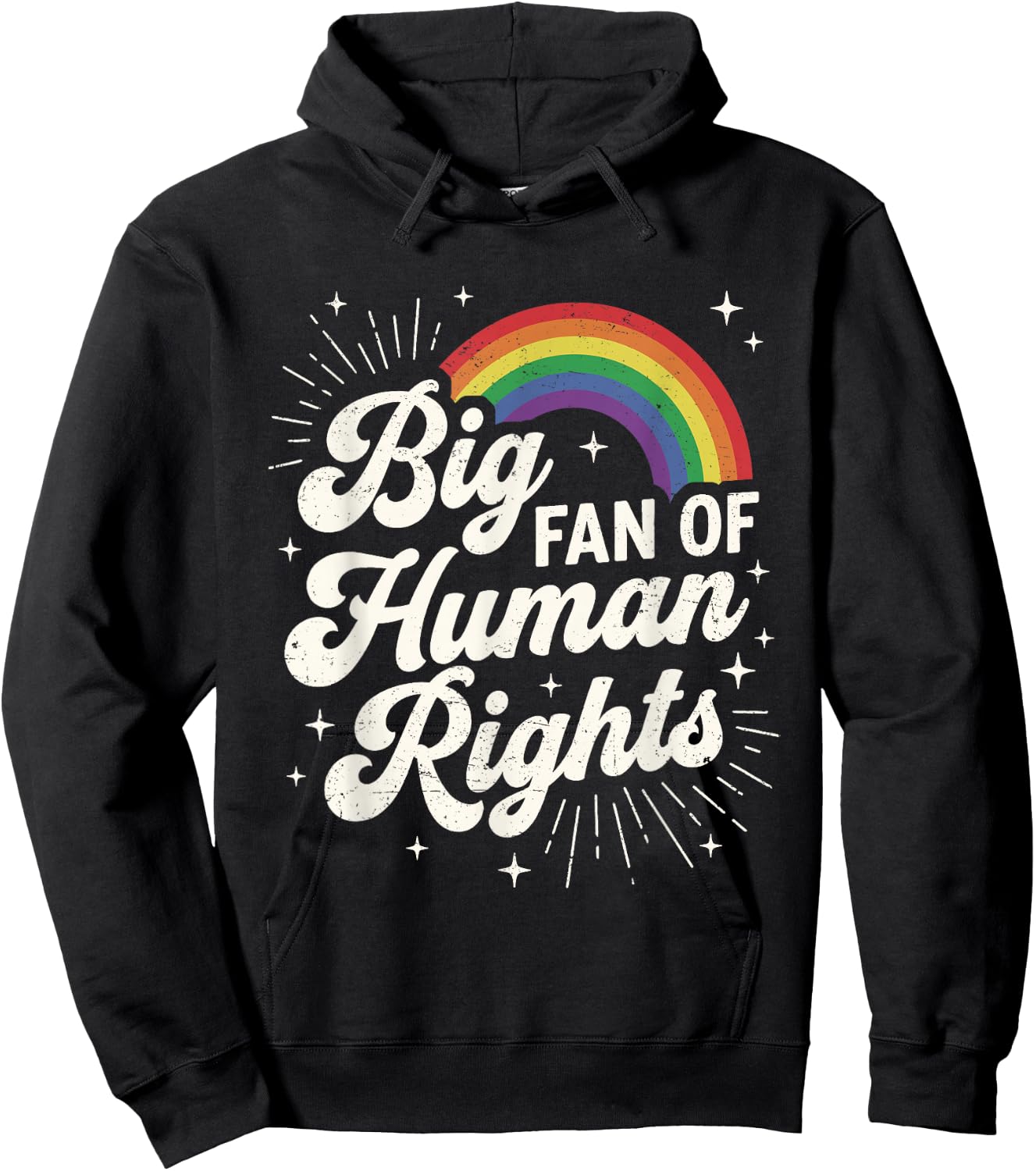 Big Fan of Human Rights Equality Retro Rainbow Hoodie - Hoodie | Black