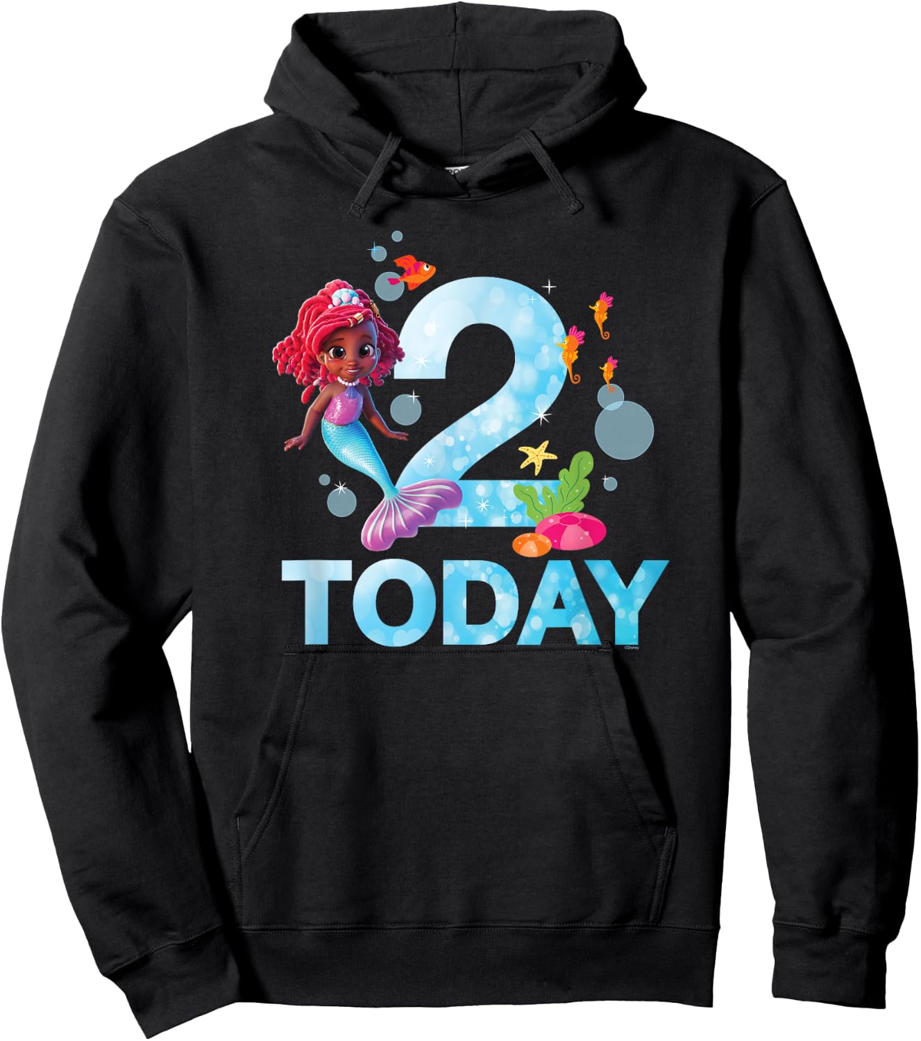 Disney Junior’s Ariel Second Birthday 2 Years Old Today Hoodie - Hoodie | Black