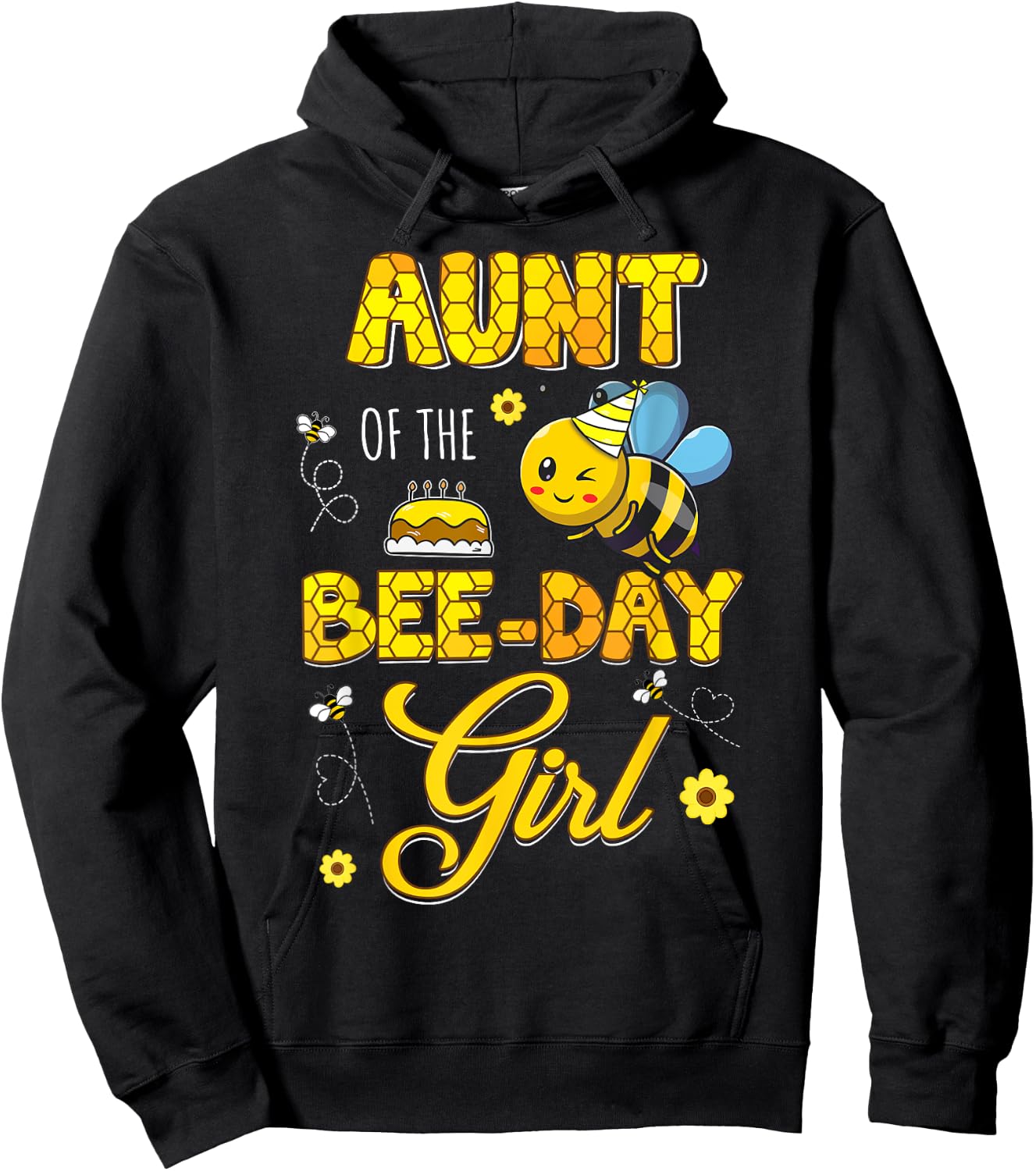 Aunt Of The Bee-Day Girl Hive Birthday Party Matching Hoodie - Hoodie | Black