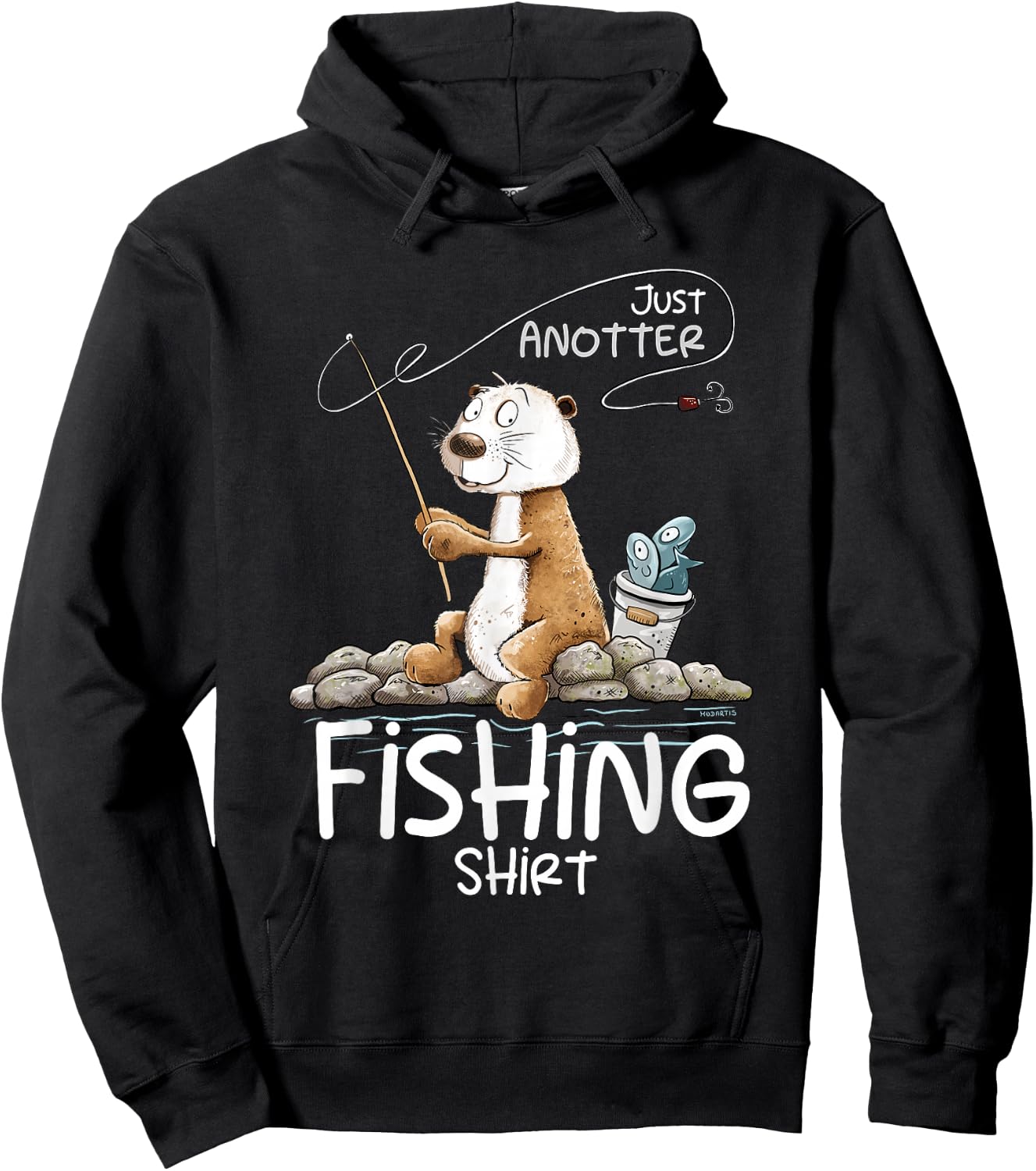 Funny Fishing Otter Just Anotter Fishing Hoodie - Hoodie | Black