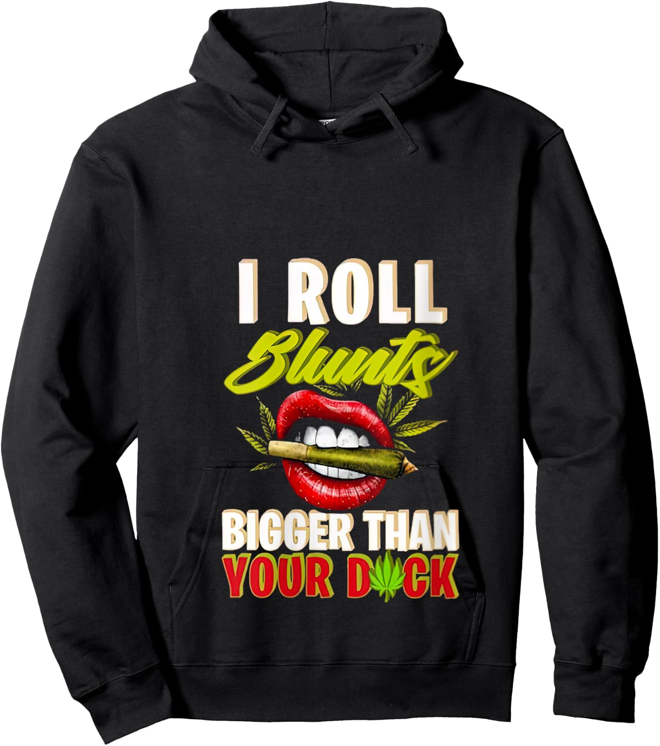 I Roll Blunts Bigger Than Your Duck V-Neck Hoodie - Hoodie | Black
