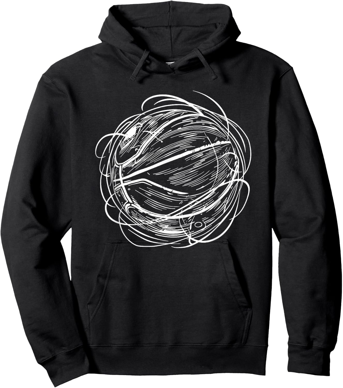 Basketball Ball Sketch Sports Hoodie - Hoodie | Black