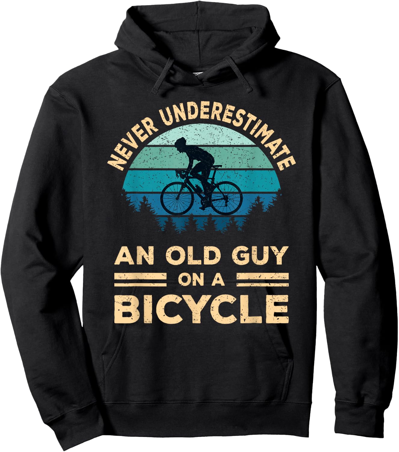 Never Underestimate an Old Guy On A Bicycle Cycling Bike Men Hoodie - Hoodie | Black