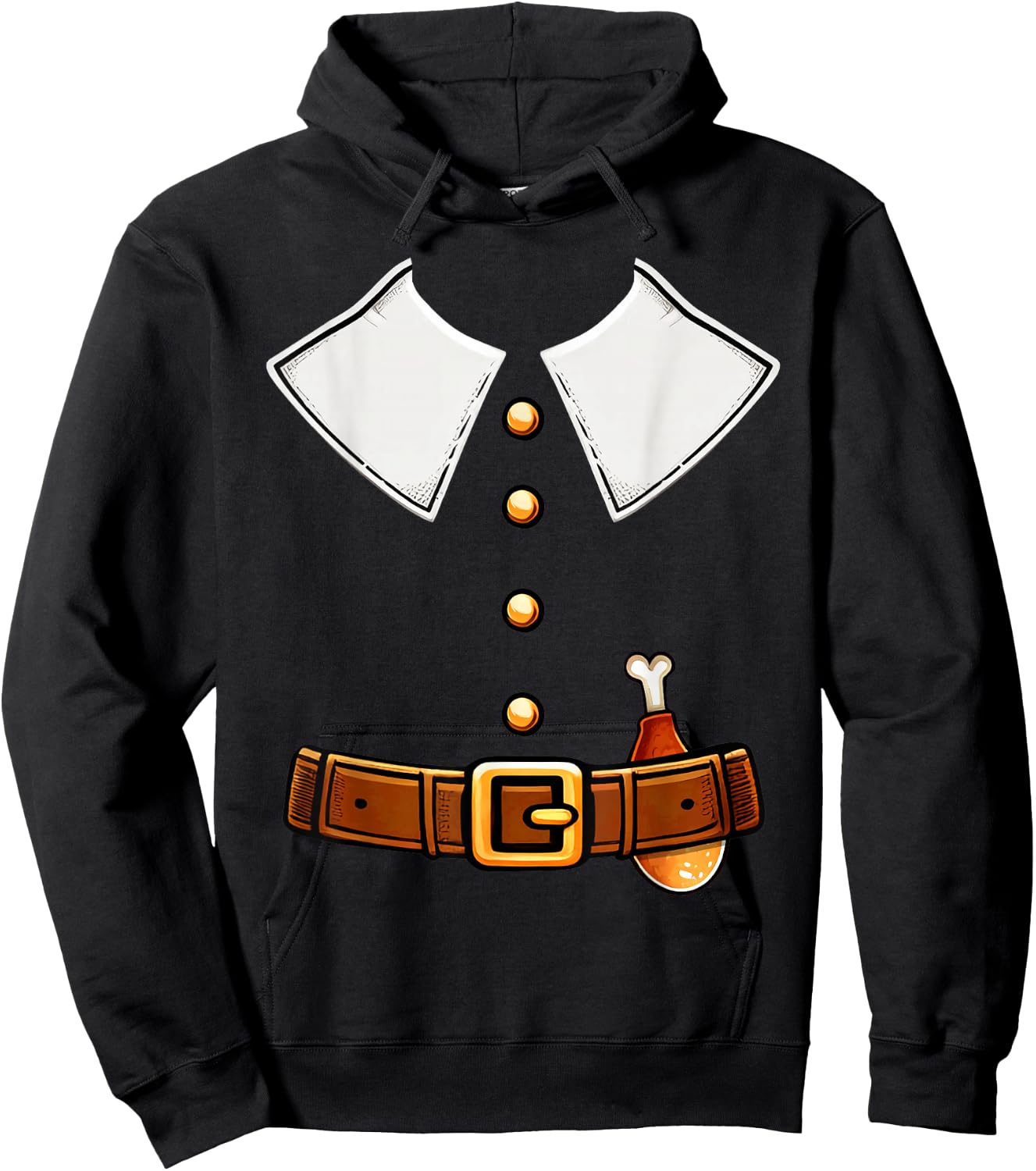 Pilgrim Costume Collar Thanksgiving Turkey Day Men Boys Hoodie - Hoodie | Black