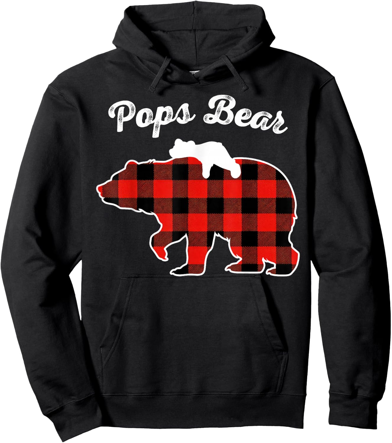 Pops Bear Flannel Red Plaid Pajama Family Matching XMAS Hoodie - Hoodie | Black