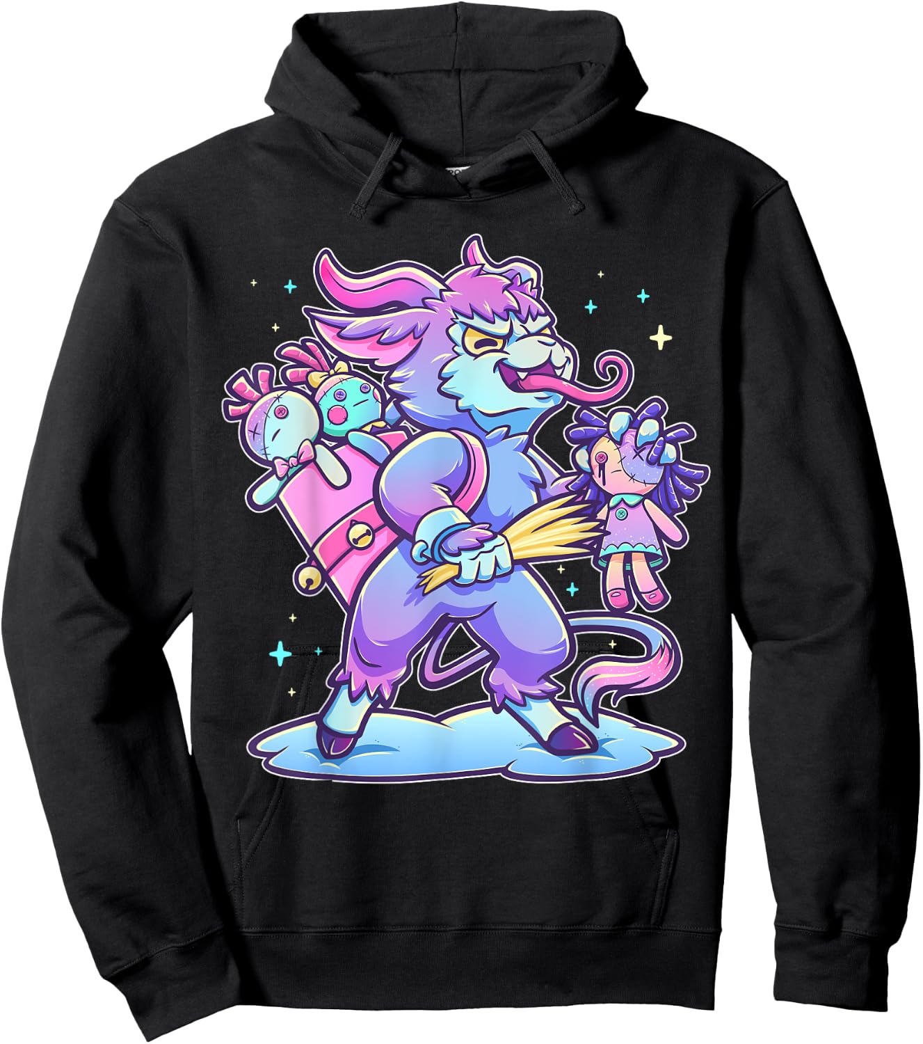 Pastel Goth Krampus Creepy Germanic Christmas Demon Horror Hoodie - Hoodie | Black