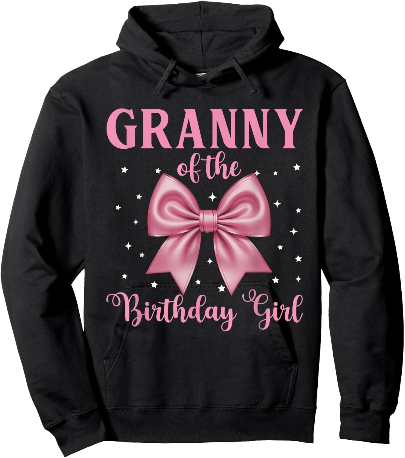 Granny of The Birthday Girl Pink Coquette Bow Family Hoodie - Hoodie | Black