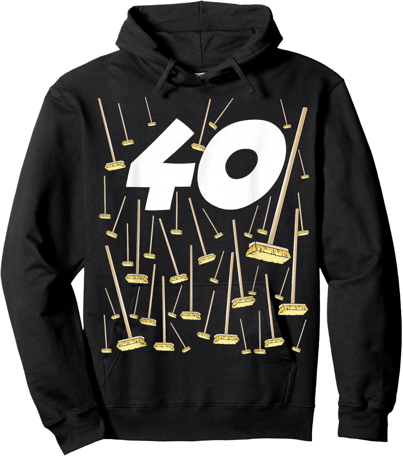 Birthday 40 Years 40 Broom Humour Man Woman , Black, S Hoodie - Hoodie | Black