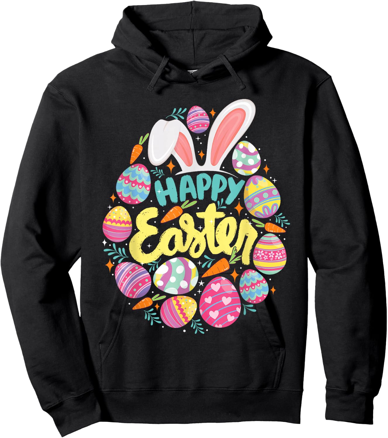 Happy Easter - Colorful Eggs Egg Hunting Jesus Christ Hoodie - Hoodie | Black