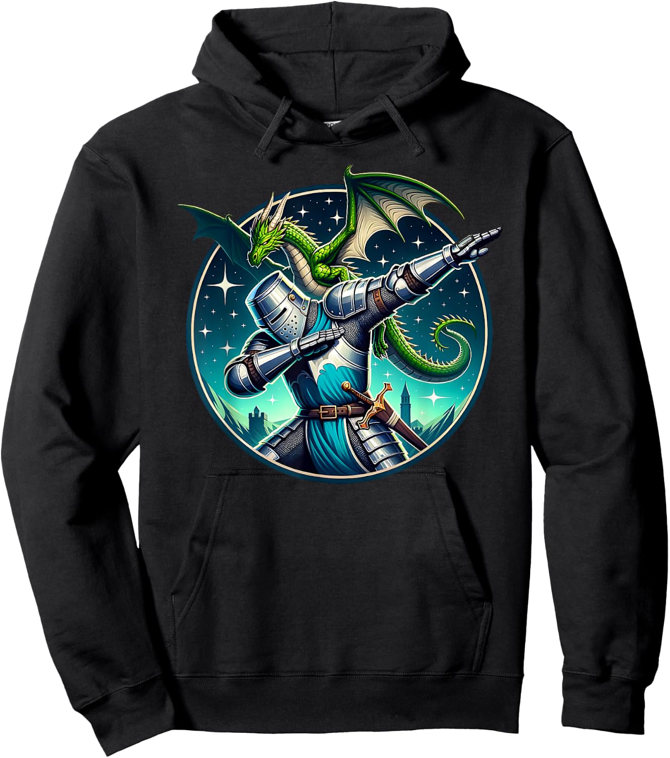 Dabbing Medieval Knight Dragon Funny Renaissance Ren Faire Hoodie - Hoodie | Black