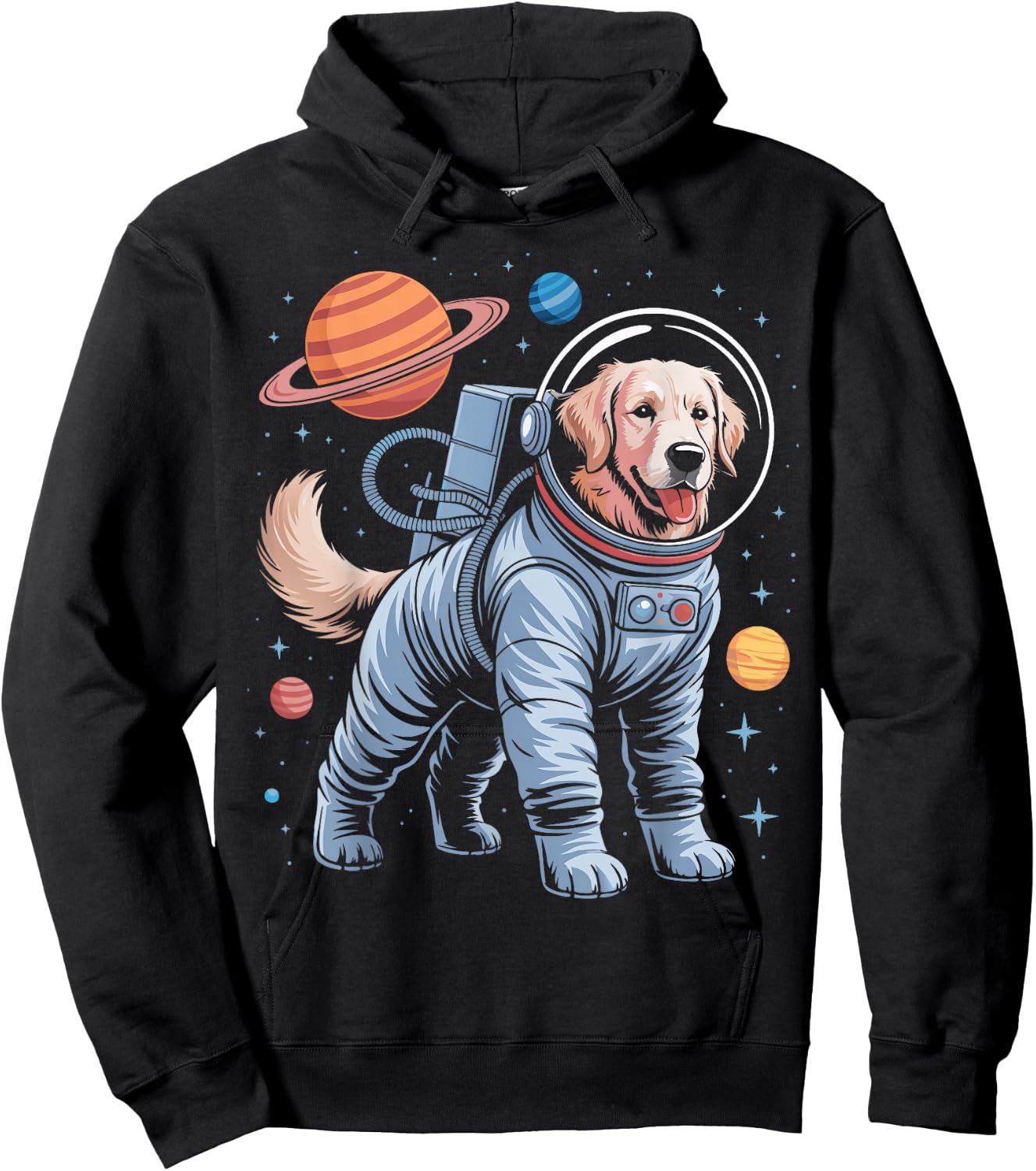 Astronaut Golden Retriever Space Hoodie - Hoodie | Black