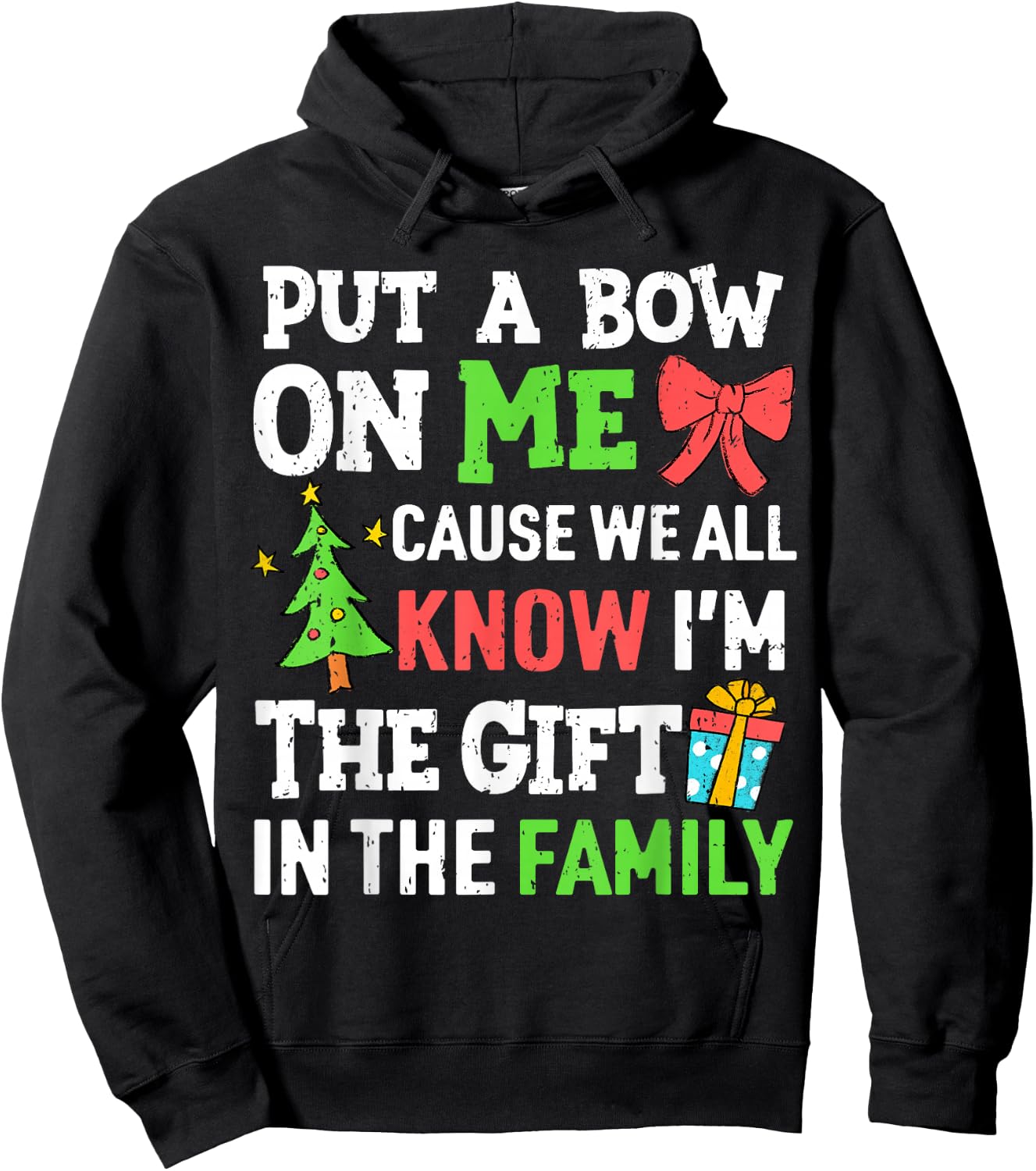 Funny Christmas Put A Bow On Me Christmas Kids Girls Boys Hoodie - Hoodie | Black