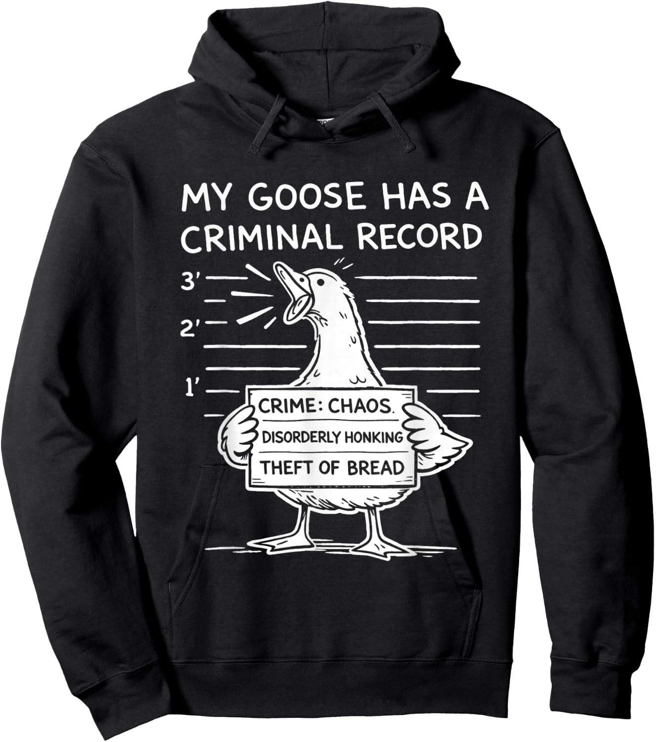 My Goose Has a Criminal Record - Funny Chaos Honking Meme Hoodie - Hoodie | Black