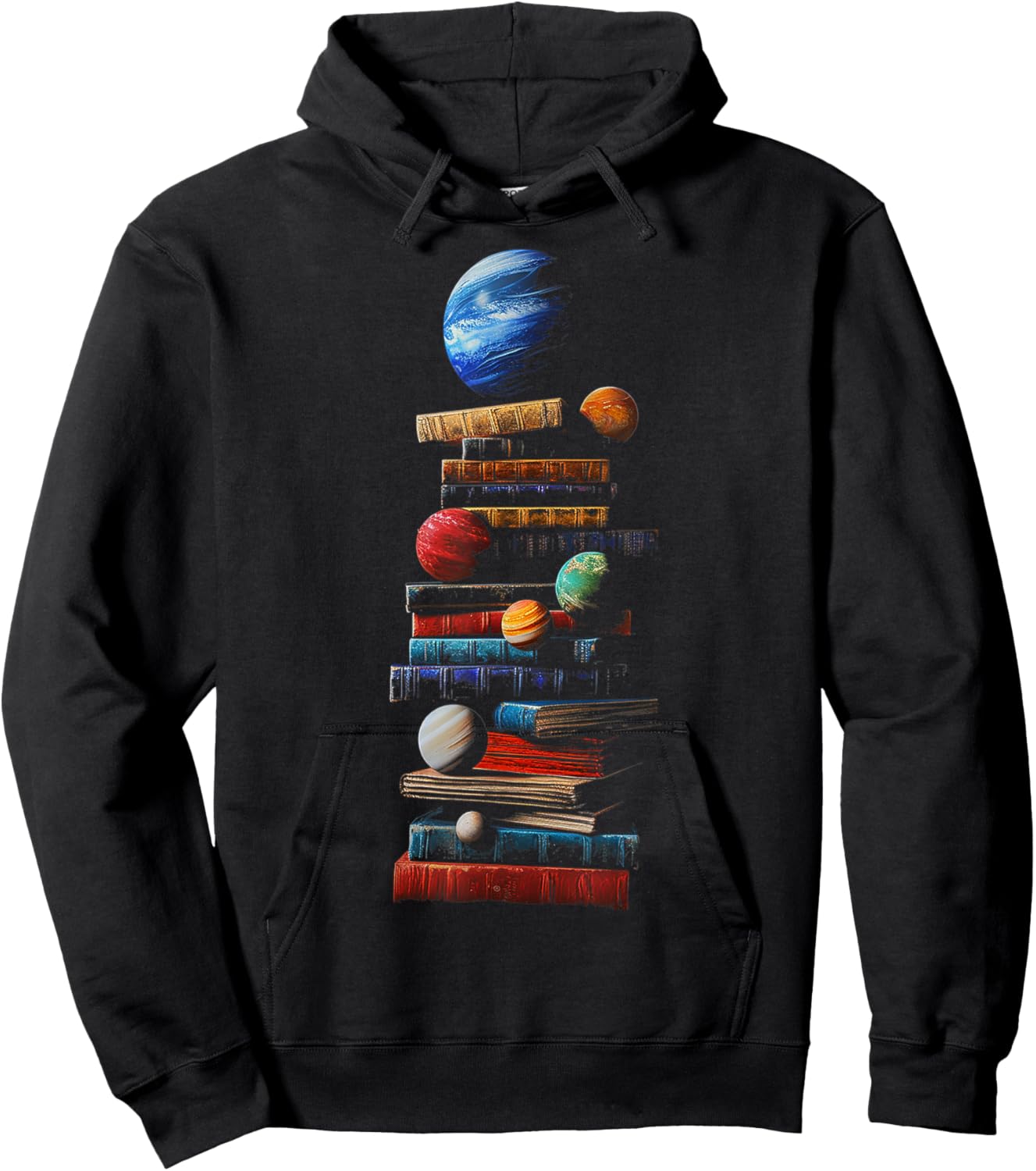 Book Space Graphic Planets Art , black Hoodie - Hoodie | Black