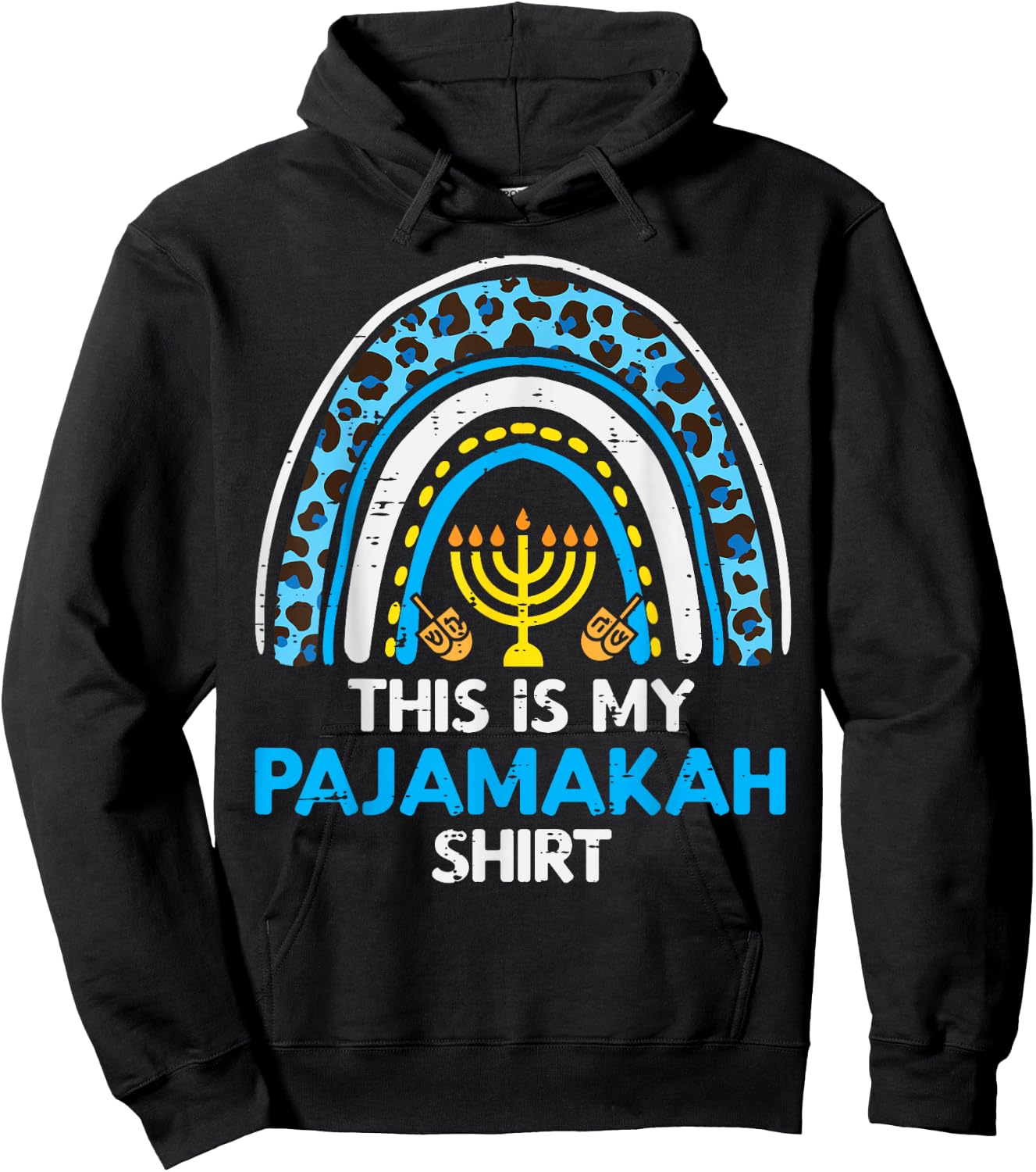 This Is My Pajamakah Shirt Rainbow Hanukkah Pajamas PJ Women Hoodie - Hoodie | Black