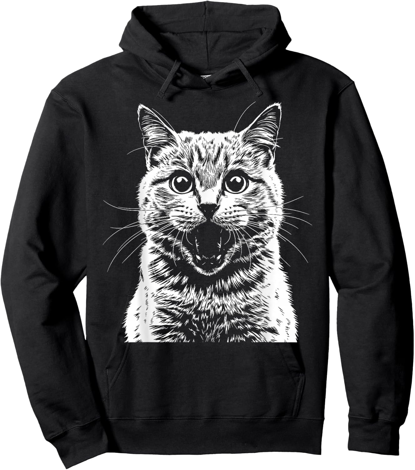 Silhouette Cat Head Illustration Idea Cat Design , Black, S Hoodie - Hoodie | Black