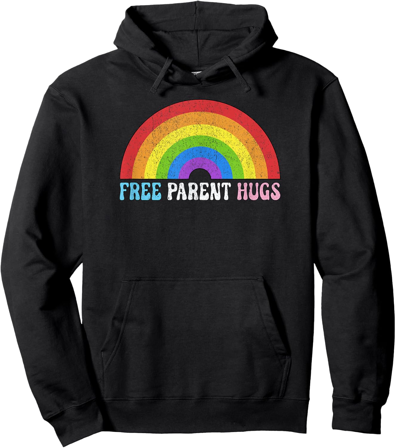 Free Parent Hugs LGBTQ Pride Rainbow Nonbinary Hoodie - Hoodie | Black