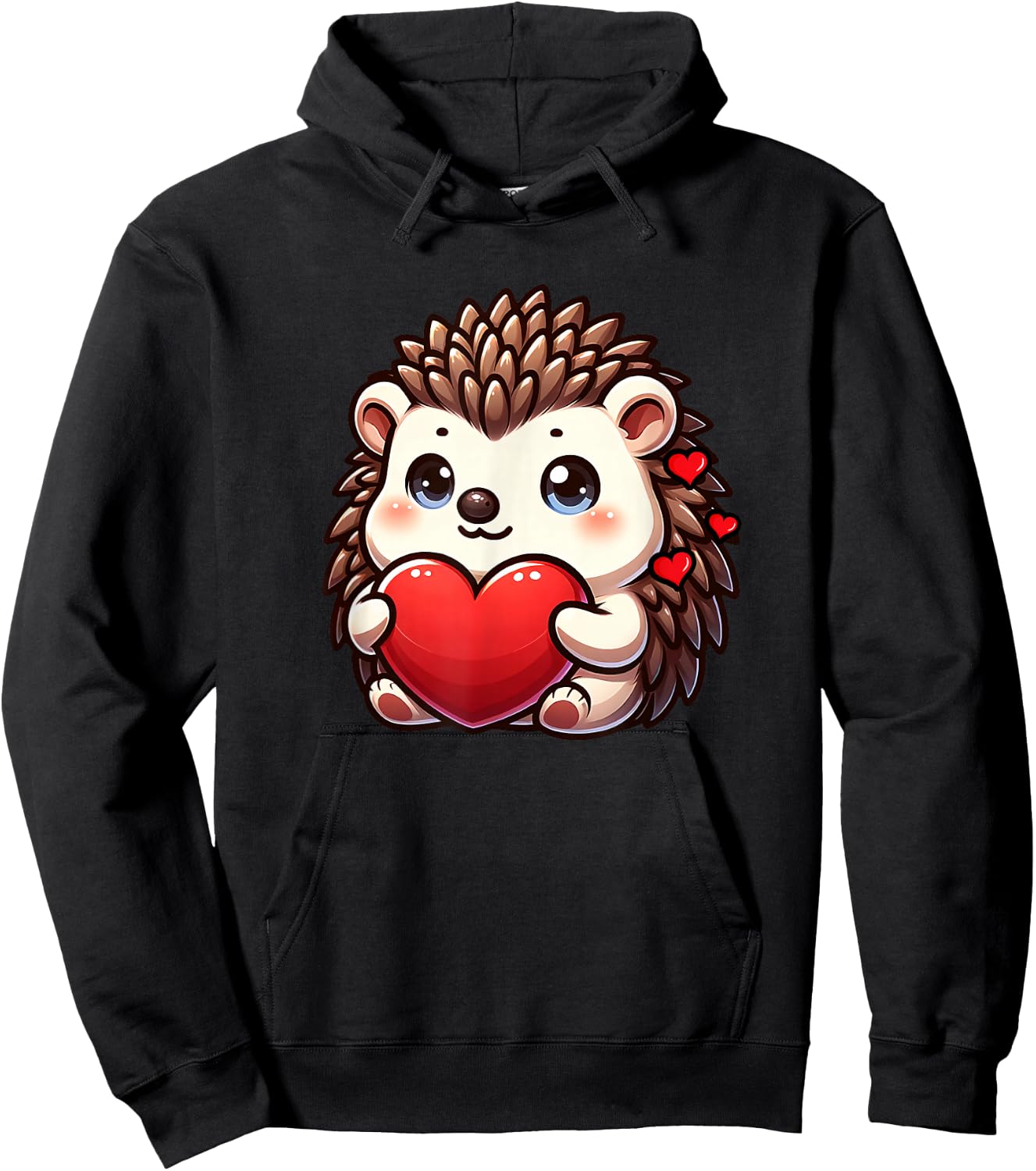 Valentines Hedgehog Heart Lover Funny Boys Girls Women Hoodie - Hoodie | Black