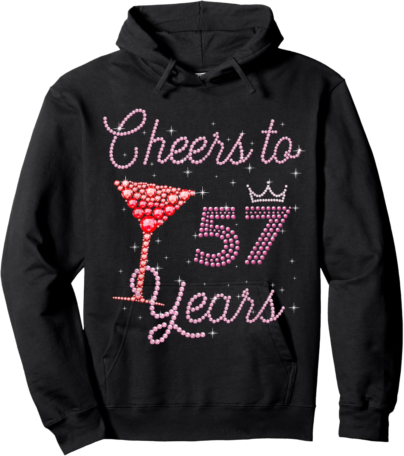 Cheers to 57 Years 57th Birthday 57 Years Old Bday Hoodie - Hoodie | Black