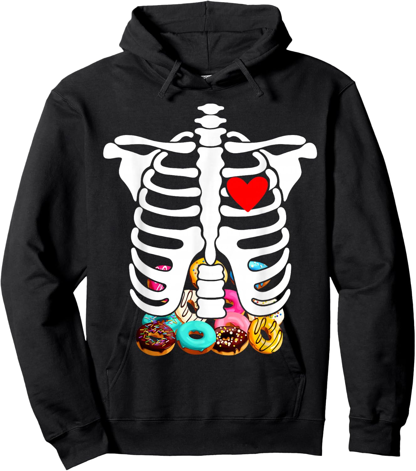 Rib Cage Skeleton X-Ray Donuts Halloween Skeleton Costume Hoodie - Hoodie | Black
