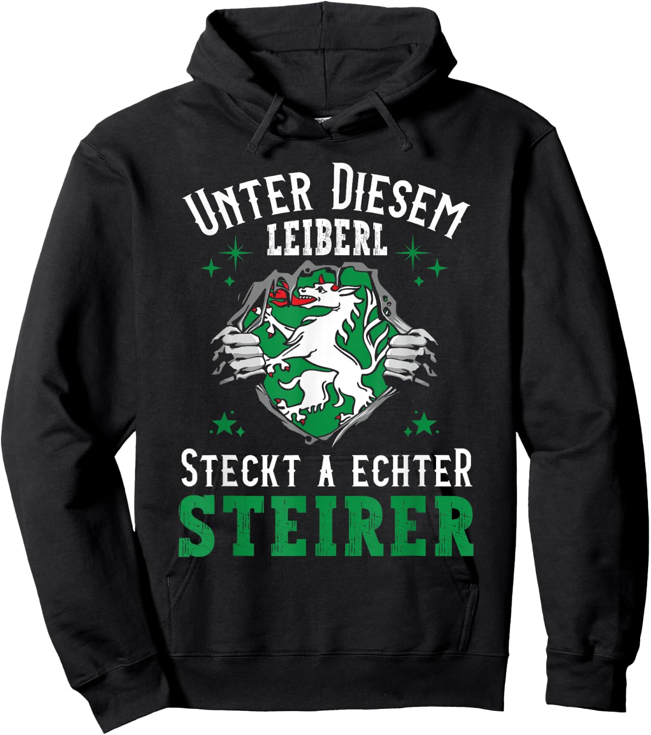 Steiermark Steirisch Crest Leiberl for Real Steirer, black Hoodie - Hoodie | Black