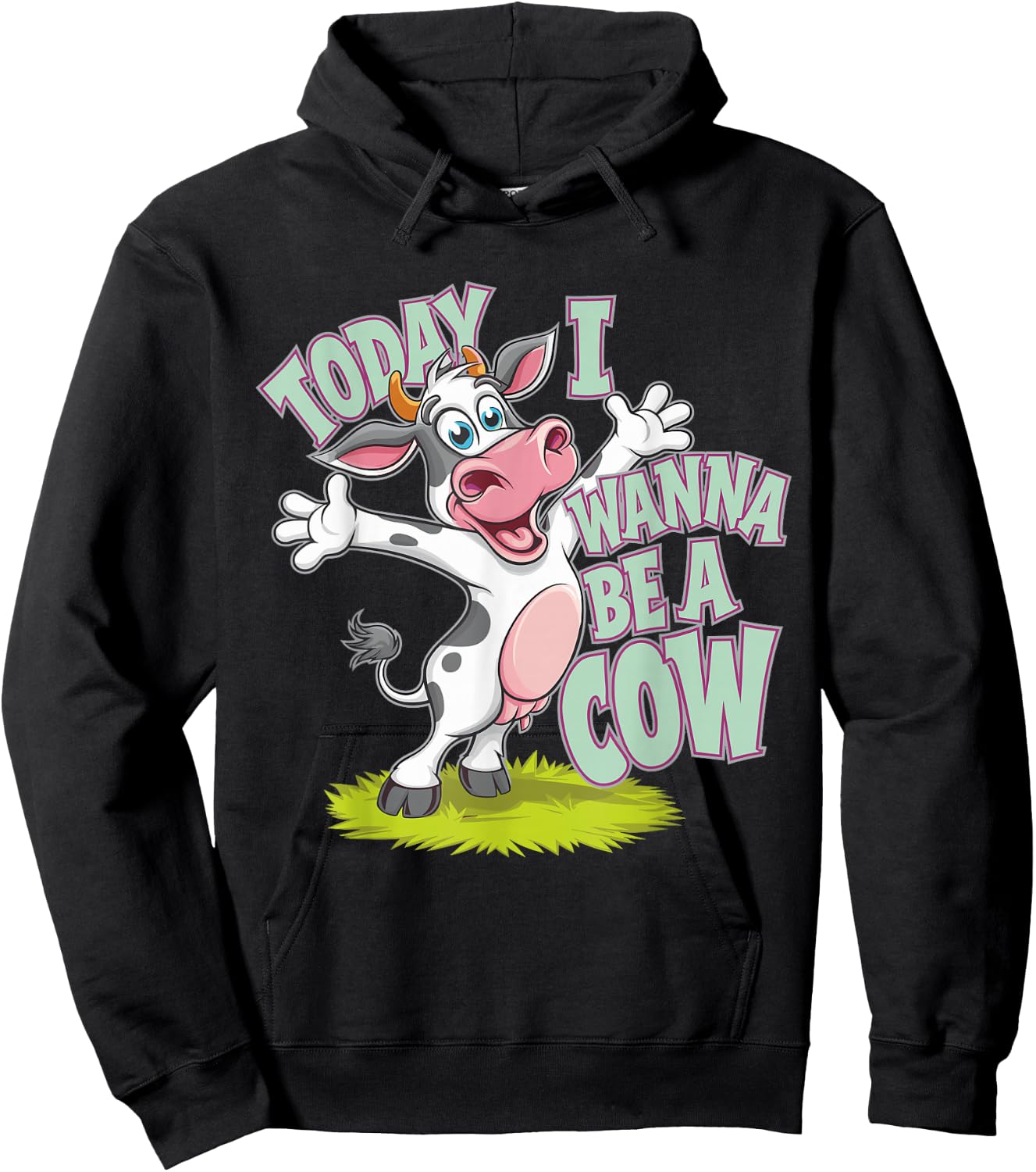 Today I Wanna be a Cow Design | Cow Hoodie - Hoodie | Black