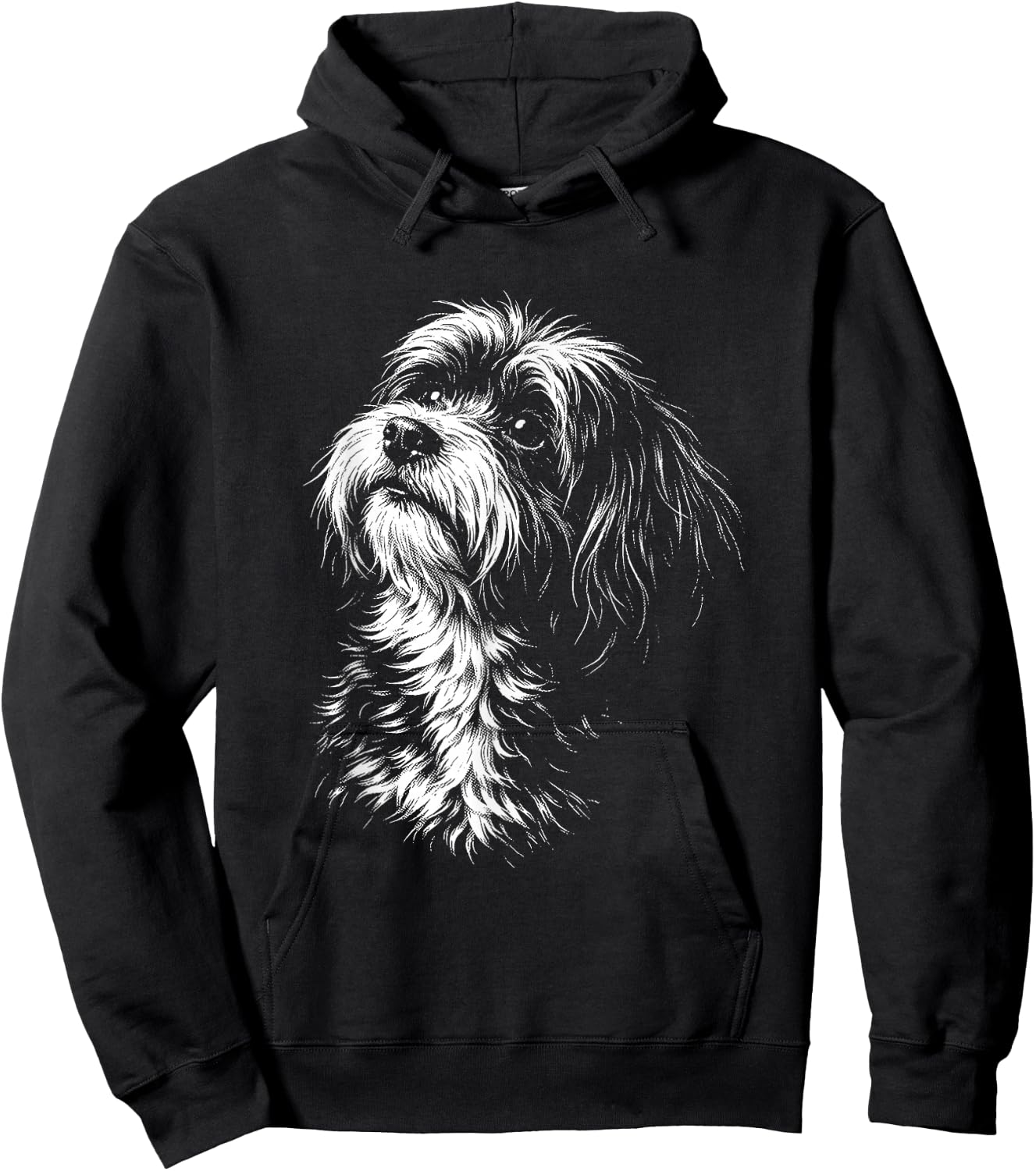 Havanese Portrait Black and White Dog Lover Hoodie - Hoodie | Black
