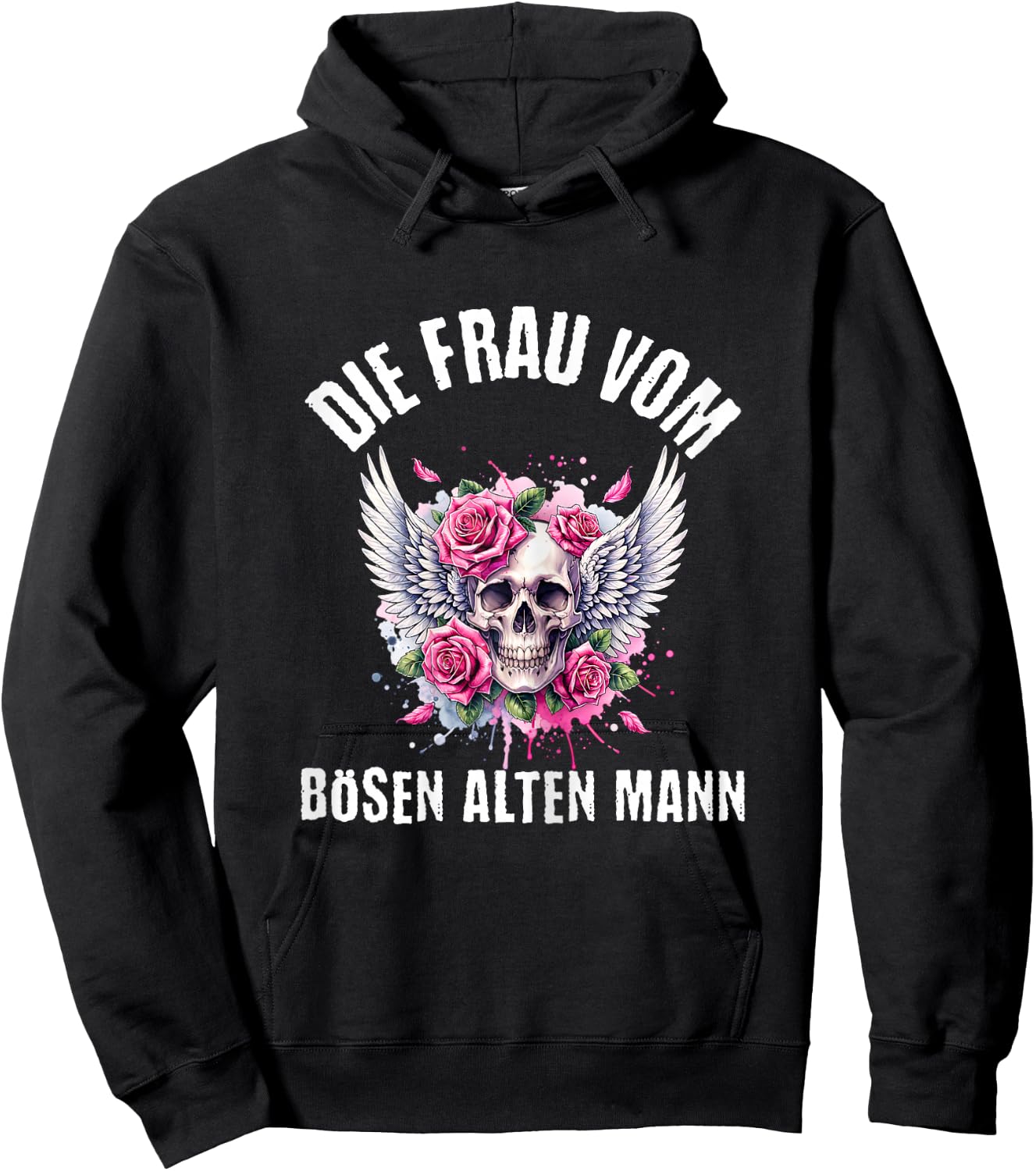 with German Text "Die Frau vom Bösen Alten Mann, black Hoodie - Hoodie | Black