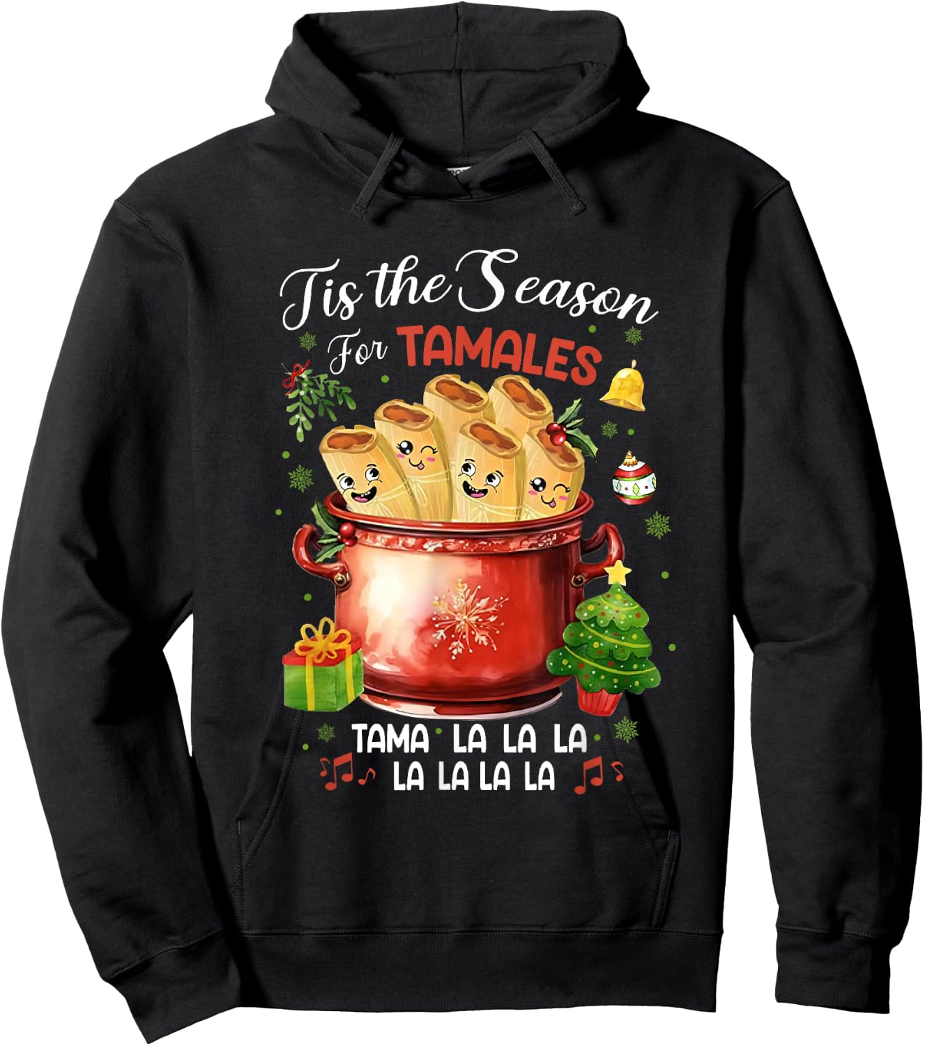 Tis The Season For Tamales Christmas Mexican Food Outfits Hoodie - Hoodie | Black