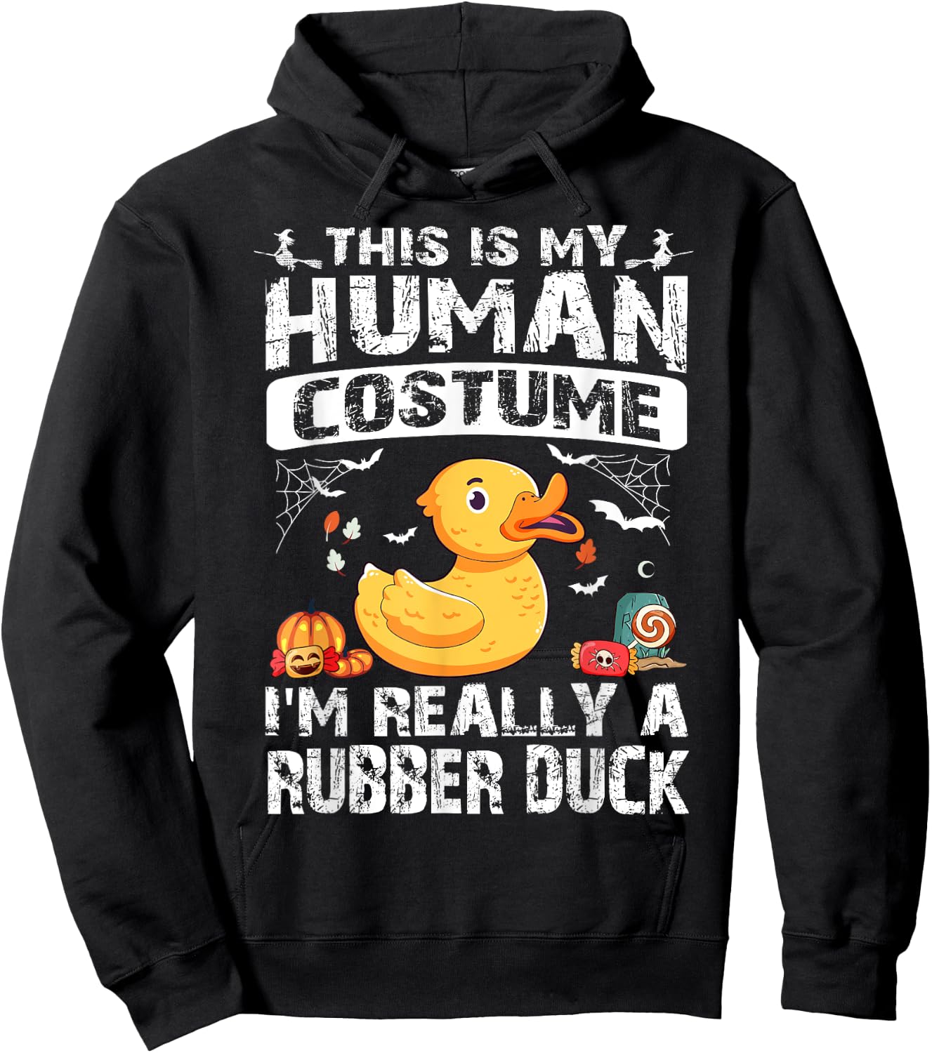 This Is My Human Costume I'm Really A Rubber Duck Halloween Hoodie - Hoodie | Black