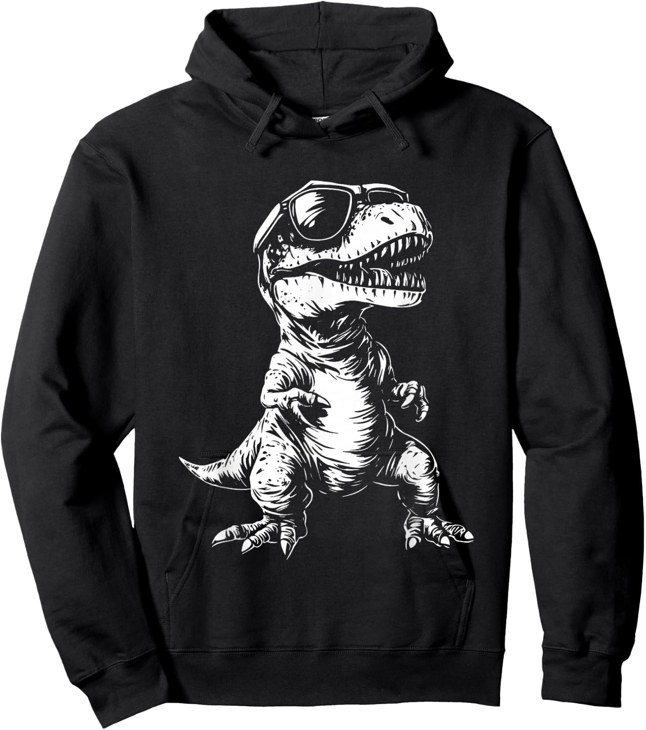 dinCo. Funny T-Rex Sunglasses - , Black, Small, Short Sleeve Hoodie - Hoodie | Black