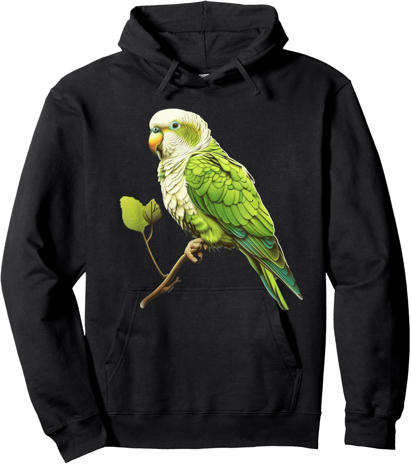 Monk Parakeet Round Image Hoodie - Hoodie | Black