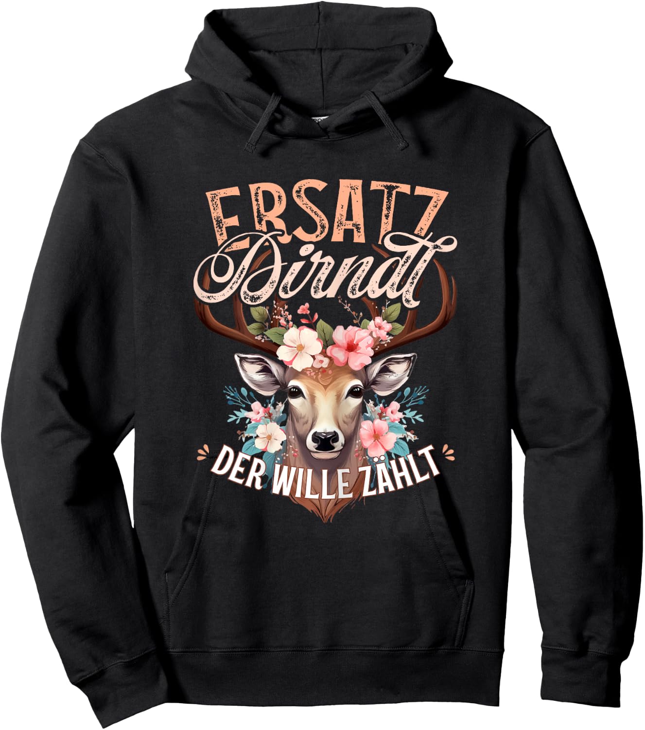 Trachten Tracht Trachtenshirt Damen, Kurzarm Ersatz Dirndl , Schwarz Hoodie - Hoodie | Black