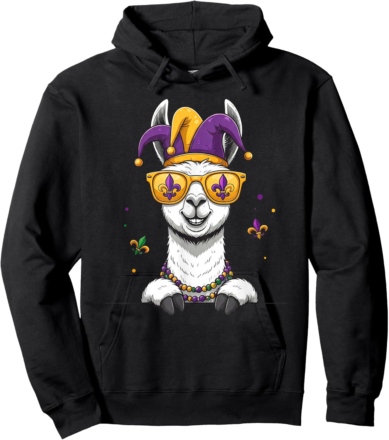 Funny Llama Mardi Gras Festival Carnival Kids Hoodie - Hoodie | Black