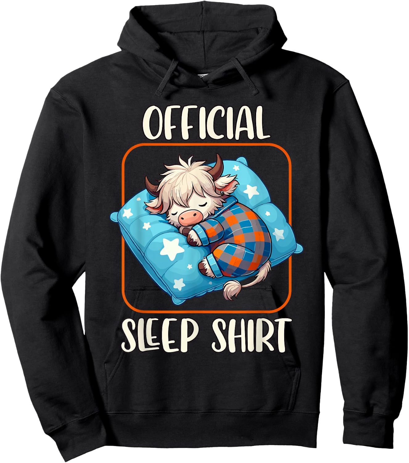 Highland Cow, Official Sleepshirt Nightgown Nightshirt Sleep Hoodie - Hoodie | Black