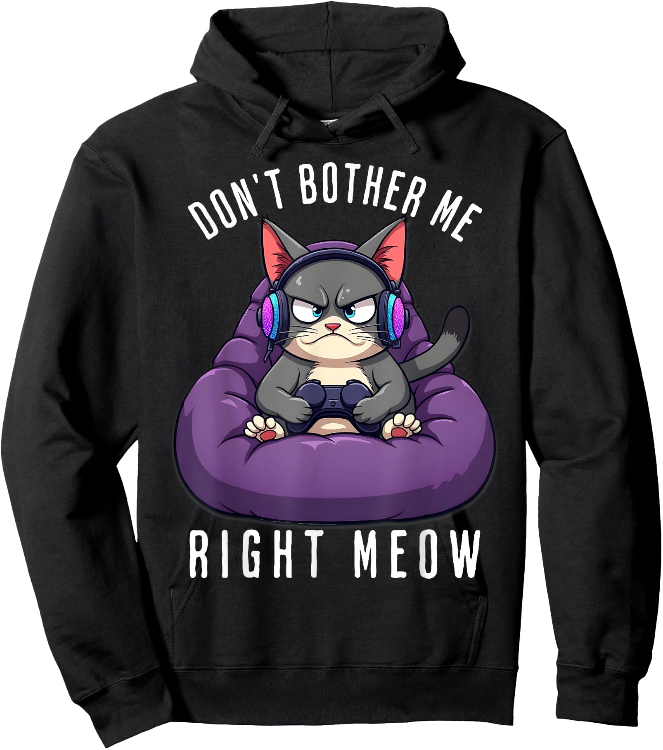 Funny Gamer Cat Gaming For Video Gamers Boys Men Hoodie - Hoodie | Black