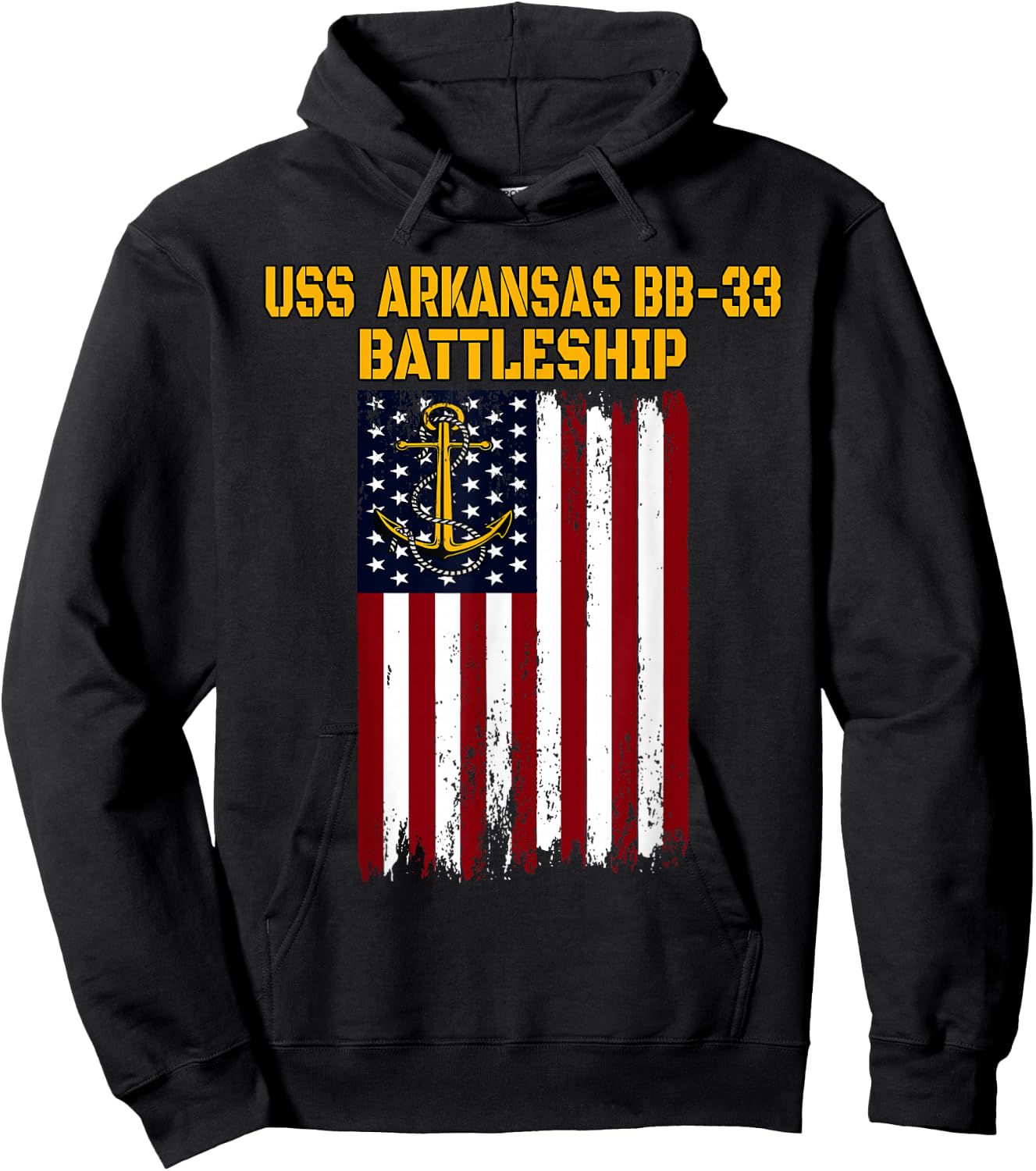 Battleship USS Arkansas BB-33 Warship Veteran Father Grandpa Hoodie - Hoodie | Black