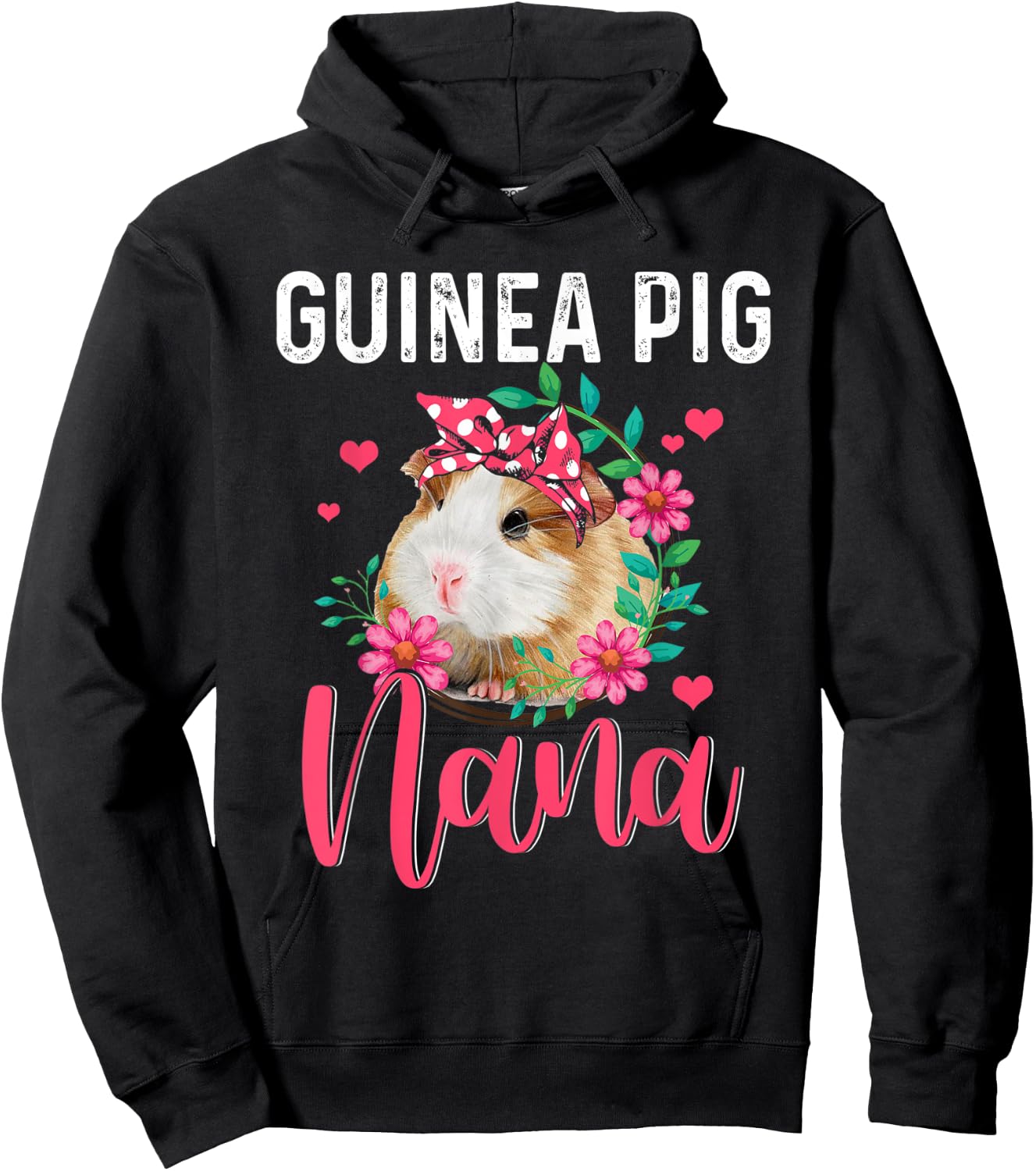 Guinea Pig Nana Cute Flowers Guinea Pig Nana Mother's Day Hoodie - Hoodie | Black