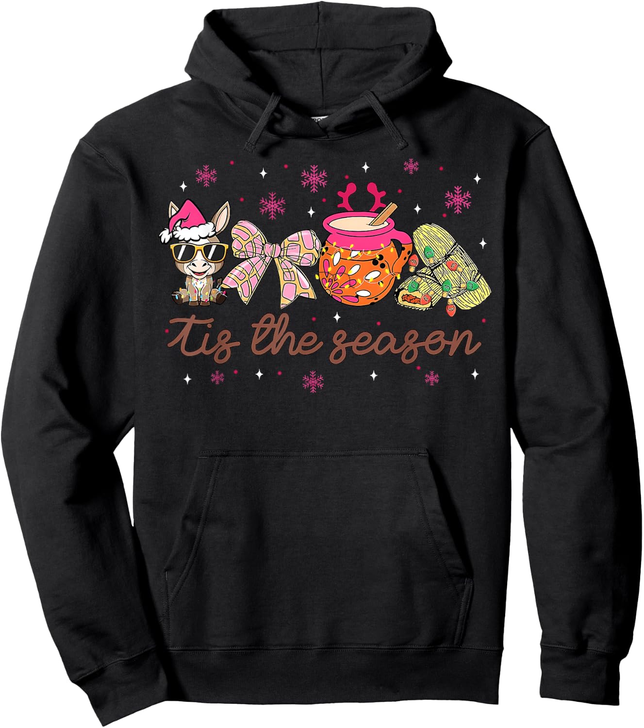 Tis The Season Tamales Mexican Coquette Bow Cafe De Olla Hoodie - Hoodie | Black