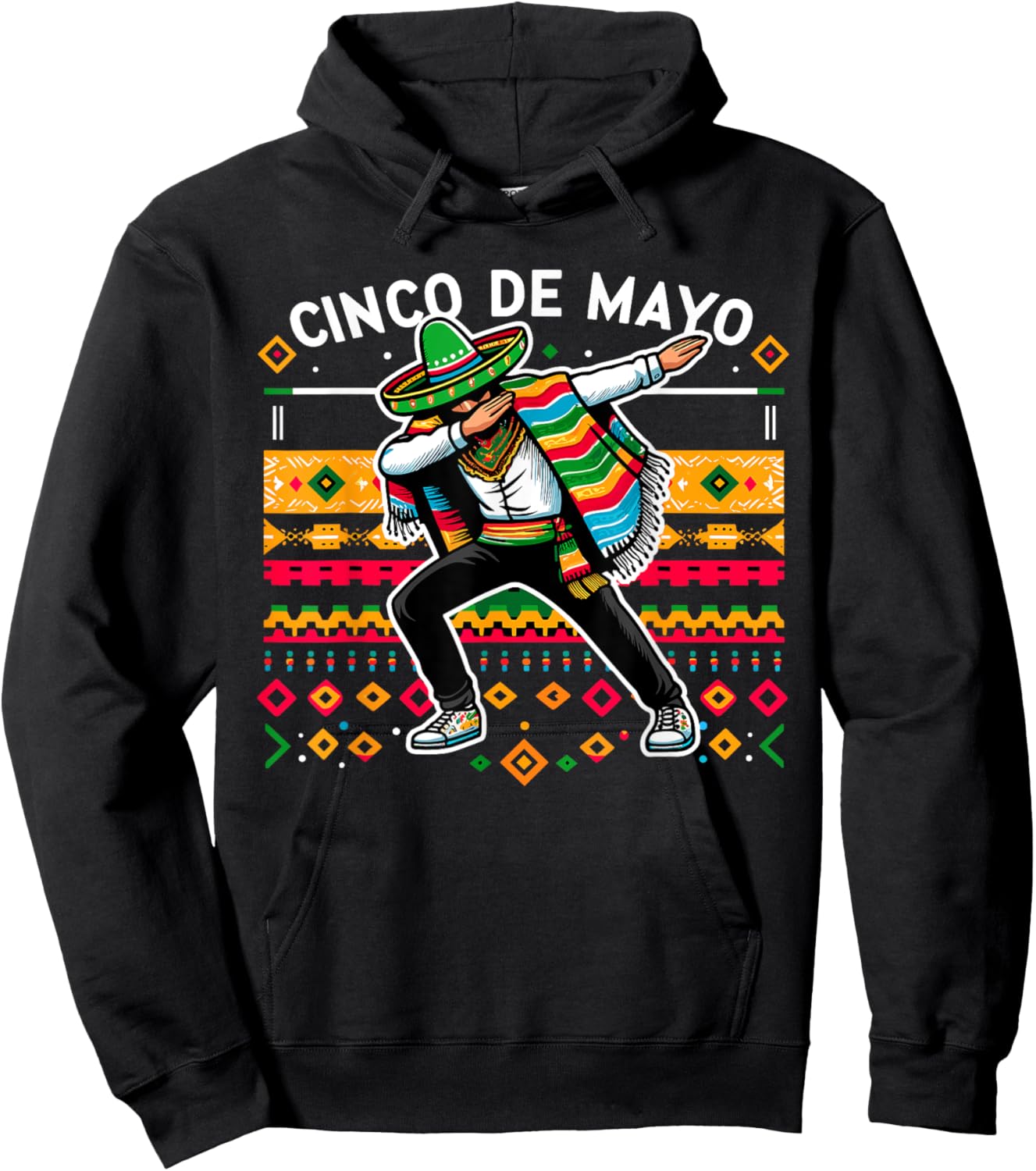 Dabbing Mexican Poncho Cinco De Mayo Fiesta Hoodie - Hoodie | Black