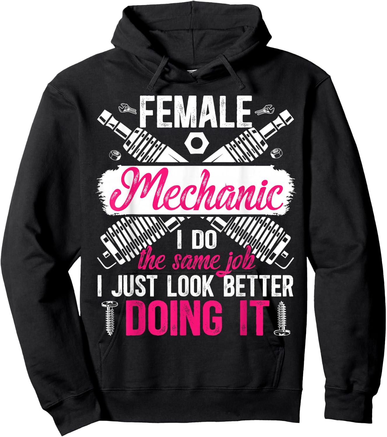 Female Mechanic Girl Funny Mechanic Women Mechanics Girl Hoodie - Hoodie | Black