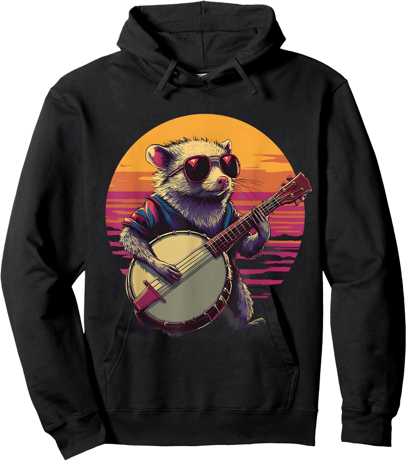 Banjo Possum Bluegrass Banjo Player Opossum Playing Banjo Hoodie - Hoodie | Black